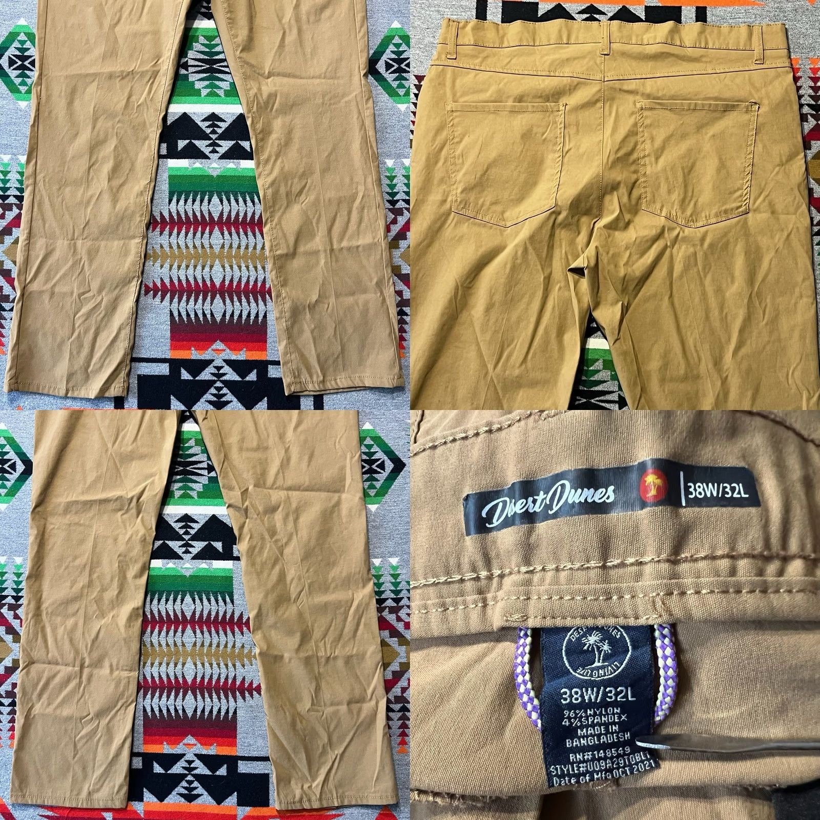 Vintage Desert Dunes Golf Pants Mens 38x32 Brown Stretch Performance B9 Size US 38 / EU 54 - 8 Thumbnail