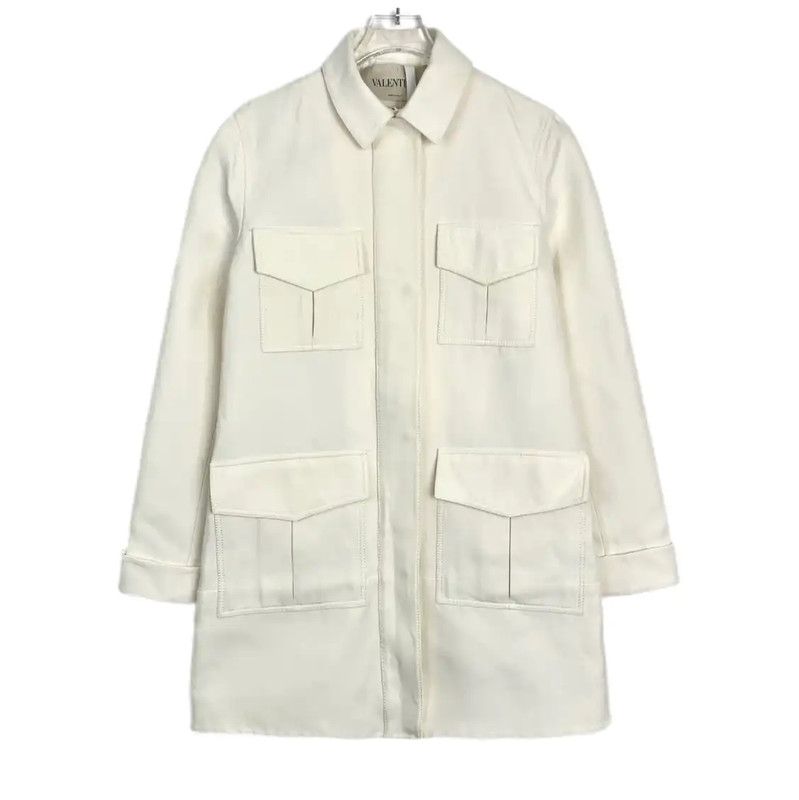 Valentino Valentino Women's Cotton Jacket in White 0089 Size M / US 6-8 / IT 42-44 - 1 Thumbnail