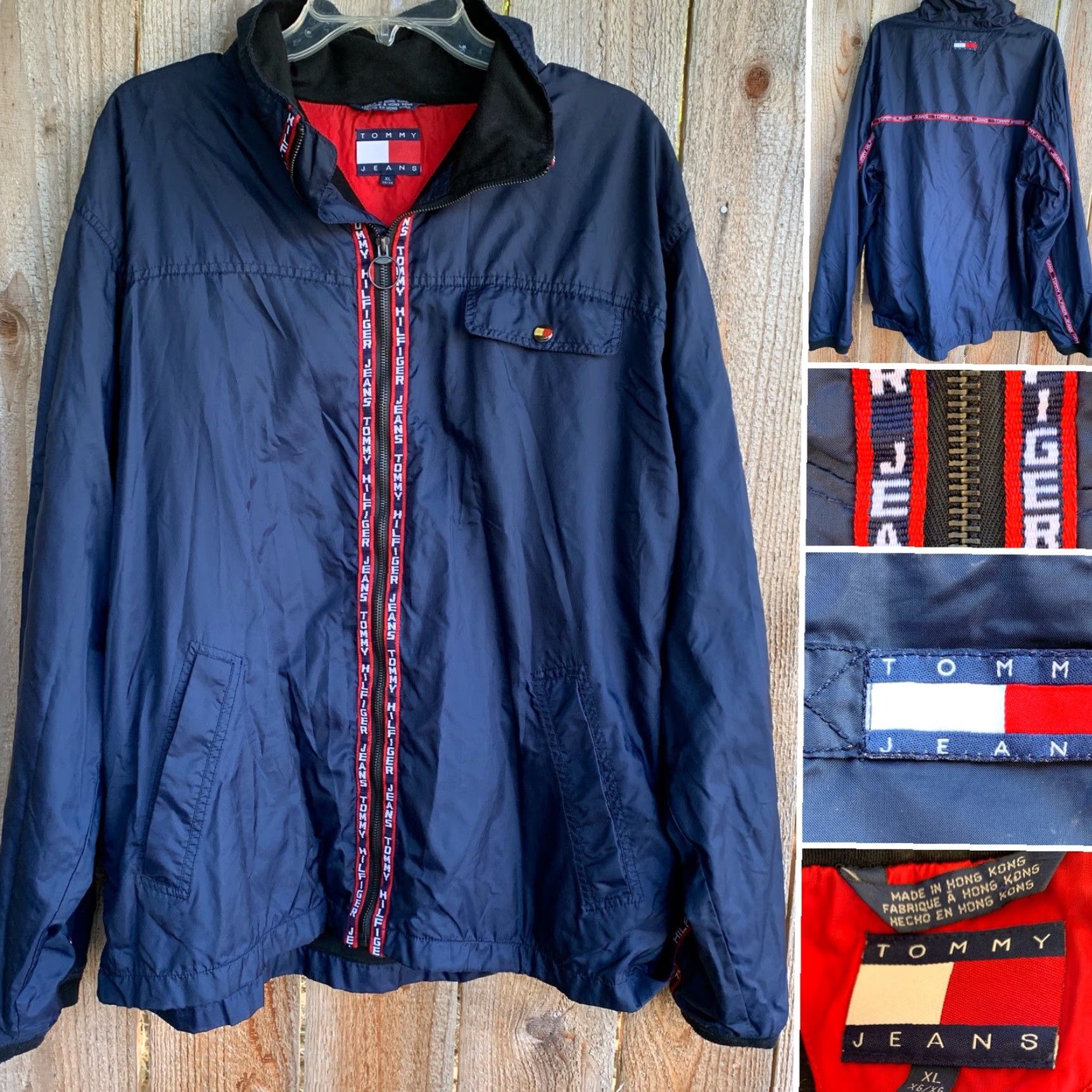 Tommy Hilfiger VINTAGE Tommy Jeans Windbreaker Jacket TOMMY HILFIGER JEANS Spell Out XL Size US 36 / EU 52 - 5 Thumbnail