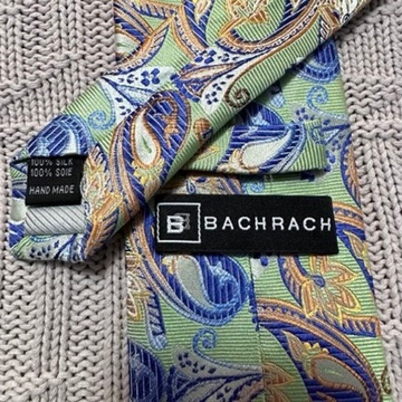 Bachrach Bachrach blue and green metallic paisley silk tie Size ONE SIZE - 3 Thumbnail