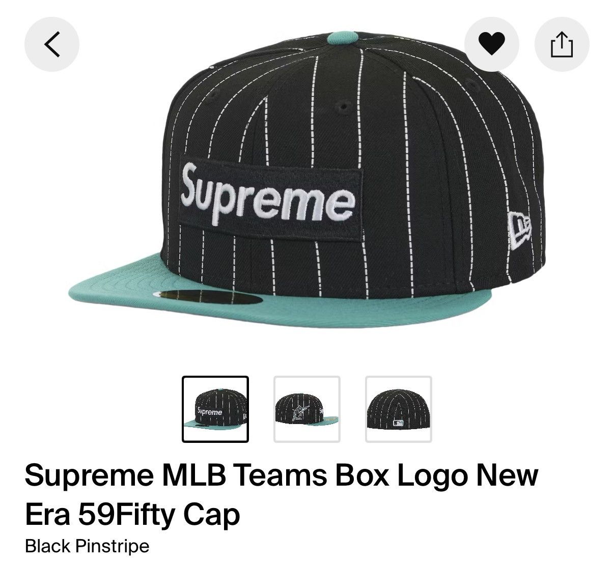 Supreme Supreme Box Logo New Era "Pinstripe" Florida Marlins 7 3/4 Size ONE SIZE - 1 Thumbnail