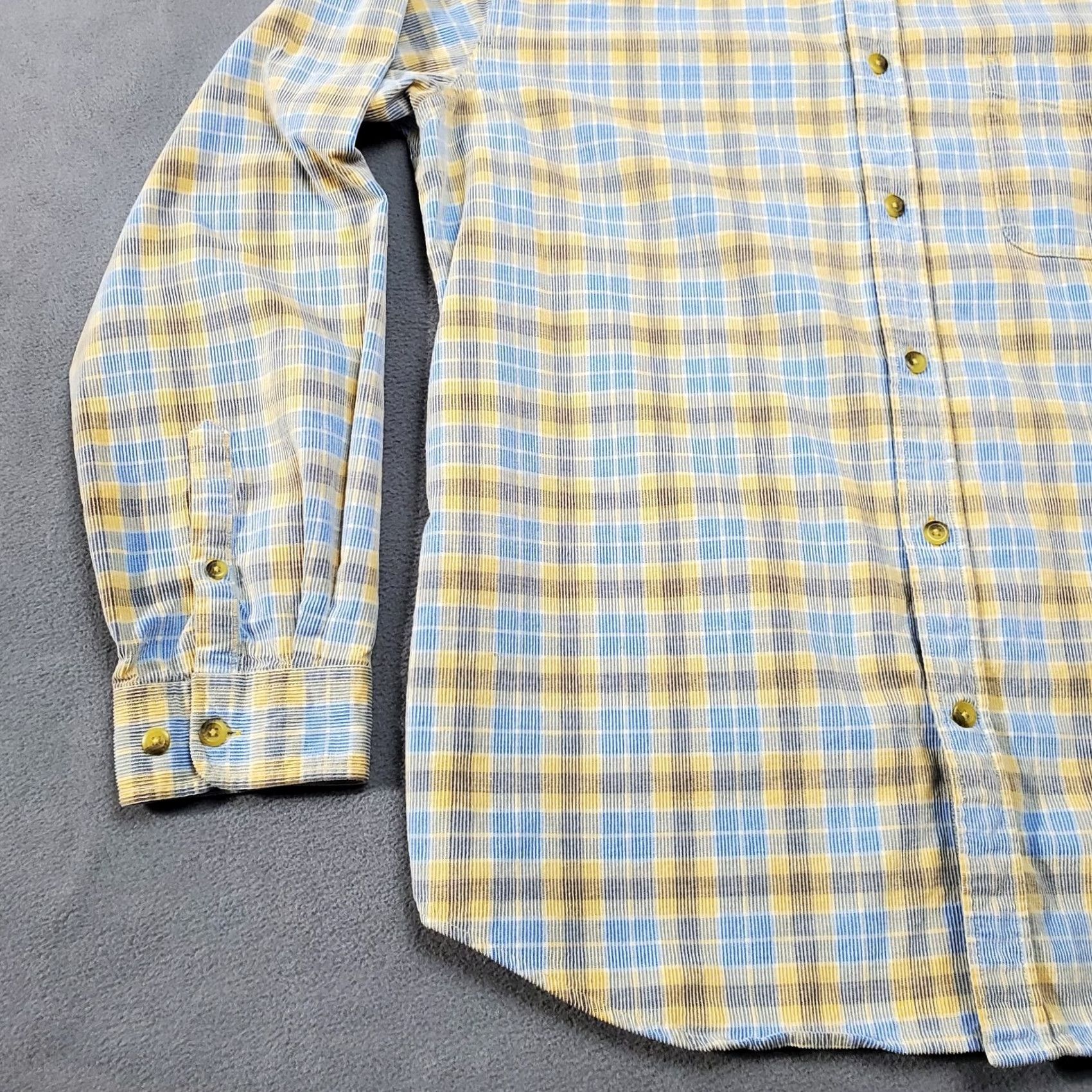The Territory Ahead Territory Ahead Shirt Mens Large Blue Yellow Plaid Corduroy Long Sleeve Button Up Size US L / EU 52-54 / 3 - 2 Thumbnail