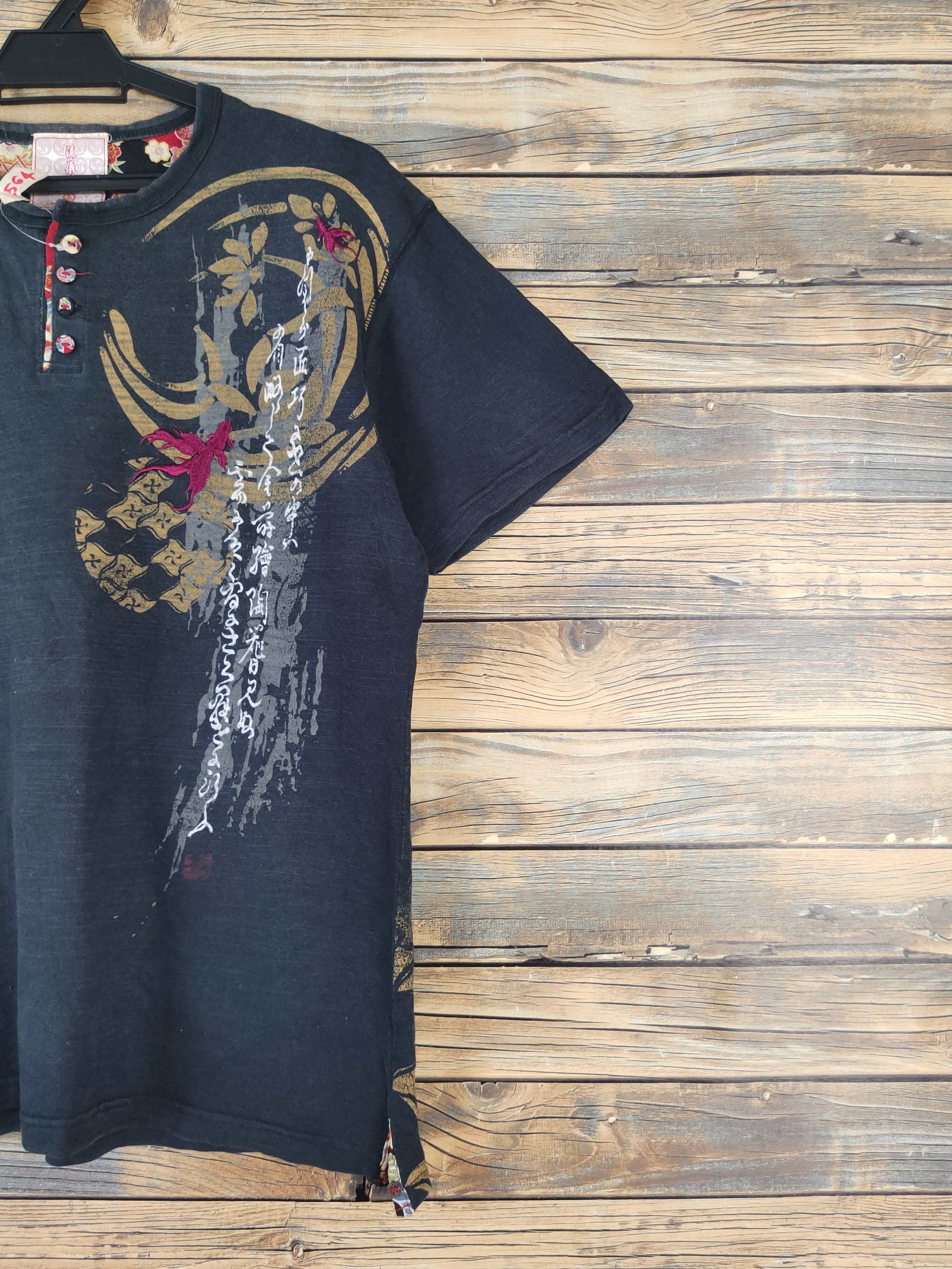 Japanese Brand DL Japan vintage embroidered Black Faded tee #564 Size US M / EU 48-50 / 2 - 6 Thumbnail