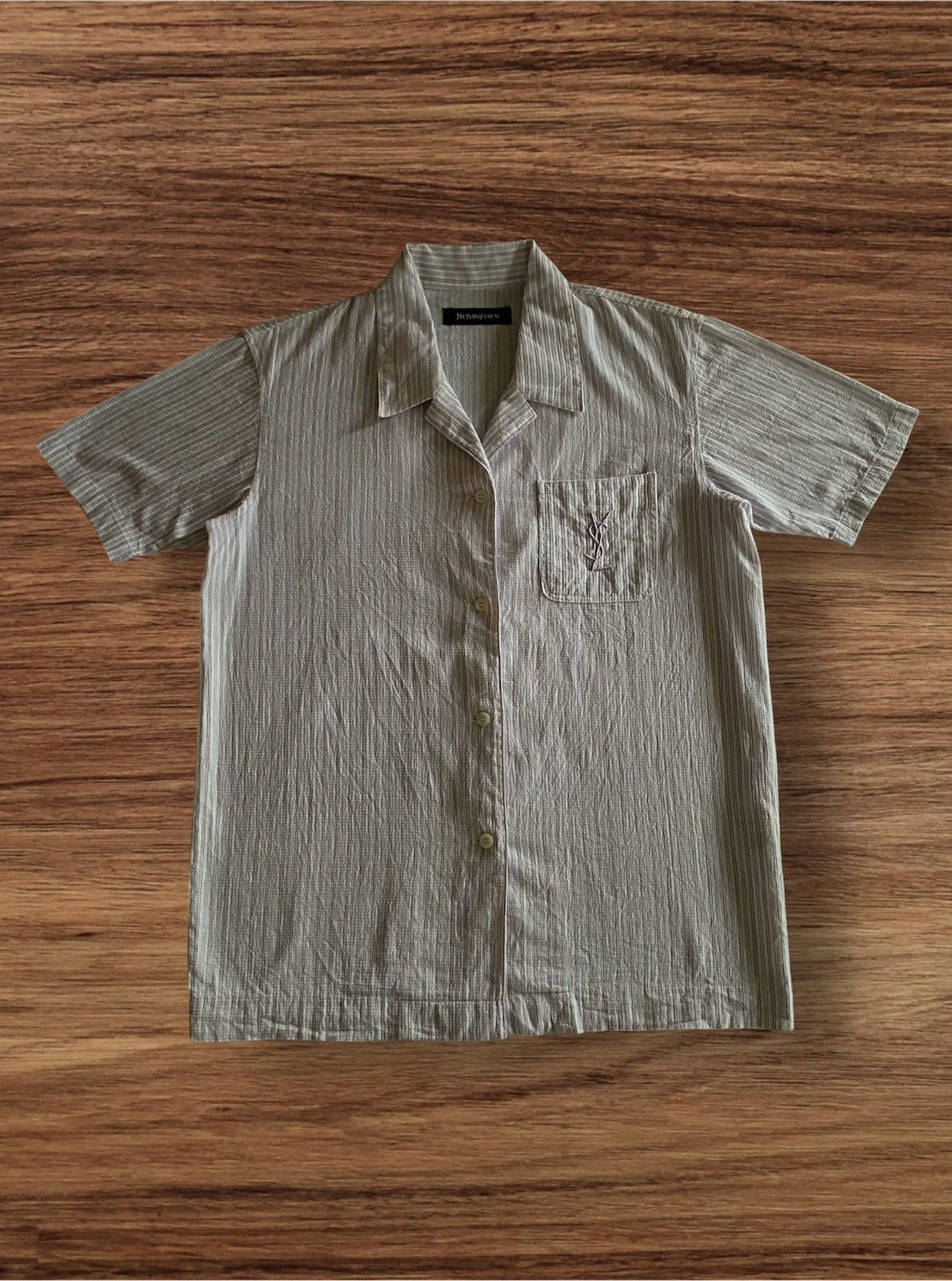 Flannel × Yves Saint Laurent Yves Saint Lauren Big Logo Single Pocket Button up Flannel Size US M / EU 48-50 / 2 - 1 Thumbnail