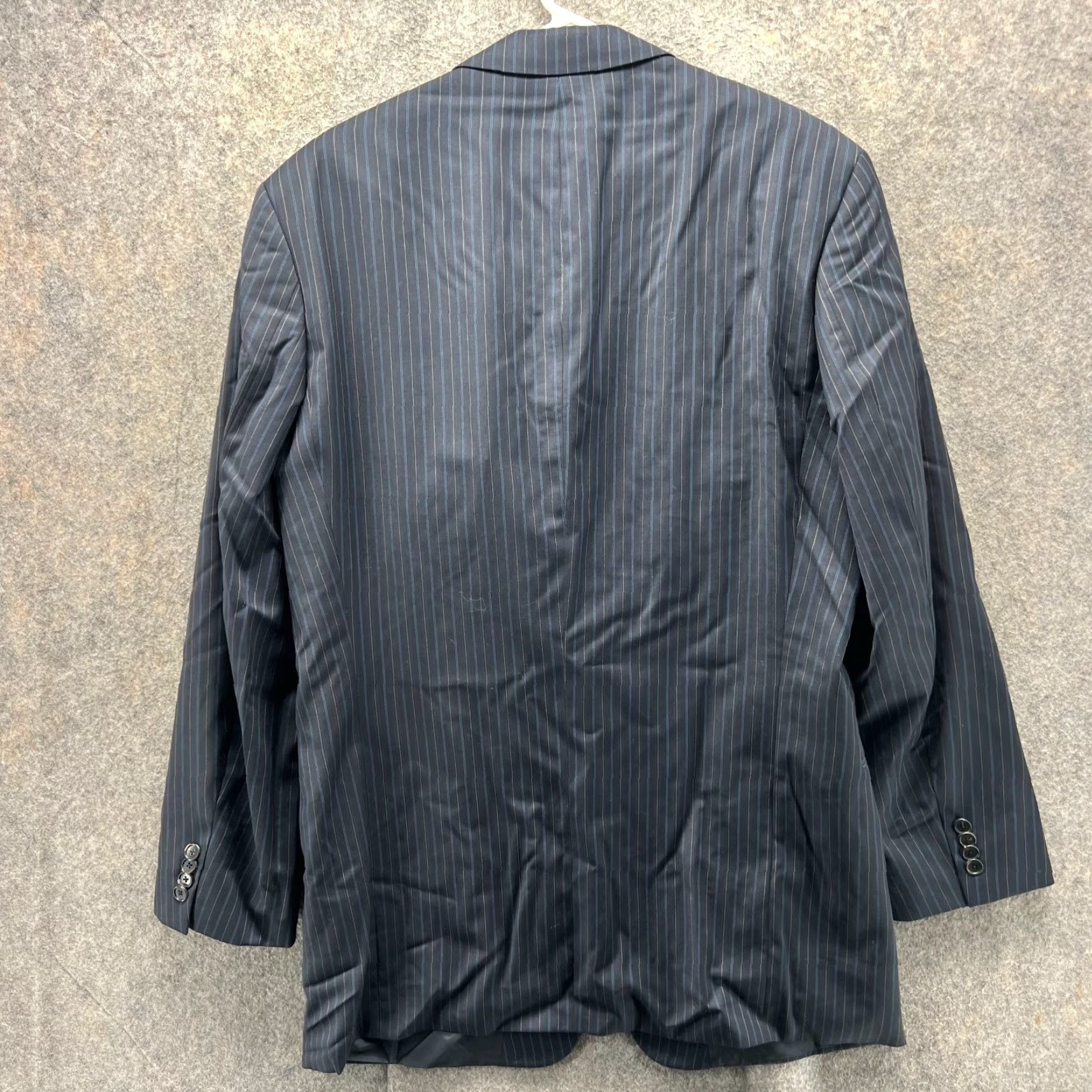 Hugo Boss VINTAGE? No. Hugo Boss Blazer Mens 42L Blue Sport Coat Jacket Striped Wool Suit Size 42R - 2 Thumbnail