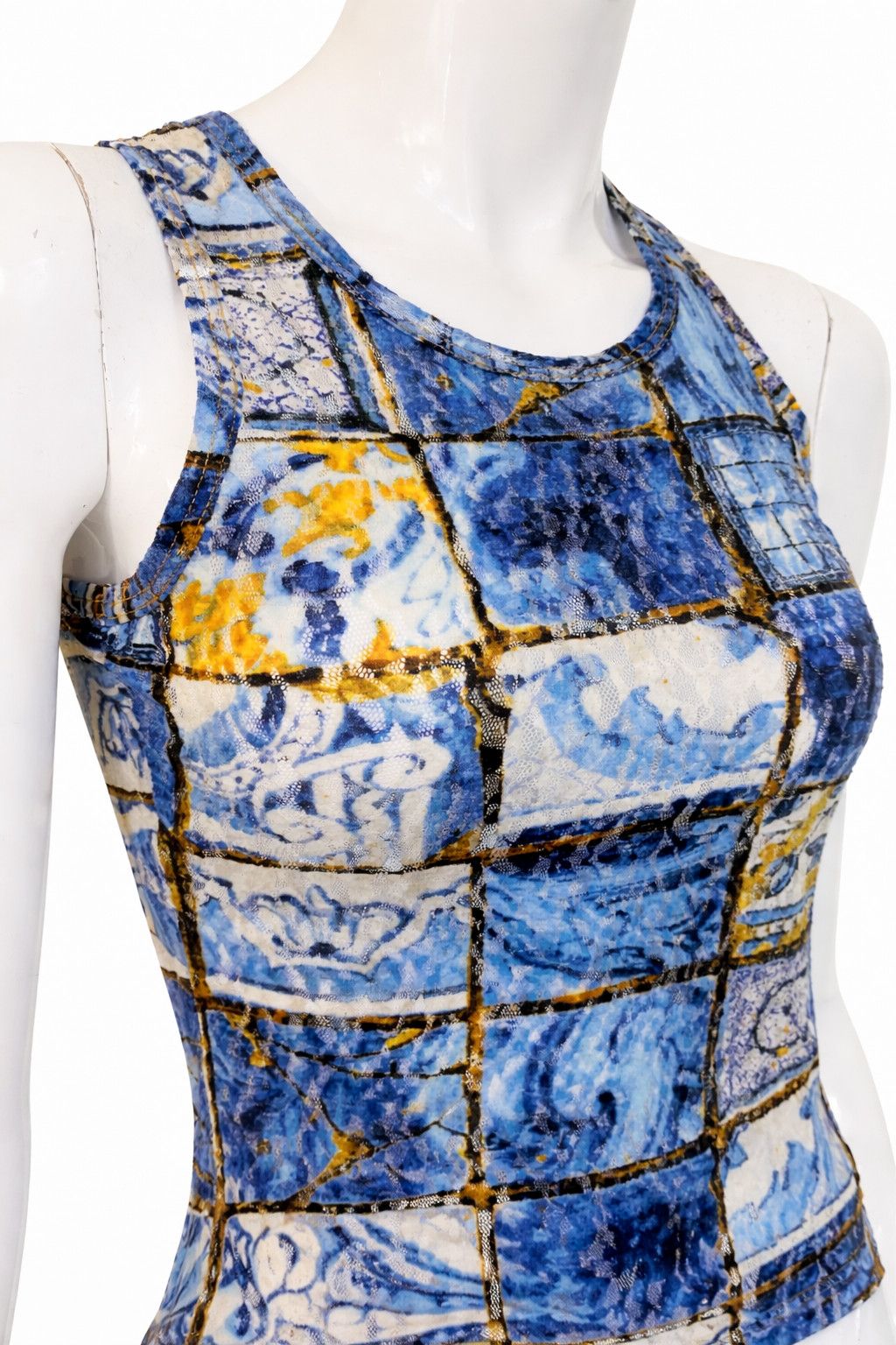 Jean Paul Gaultier Jean Paul Gaultier Semi Transparent Top Tile Y2K Mosaic Tee Size US S / EU 44-46 / 1 - 2 Thumbnail