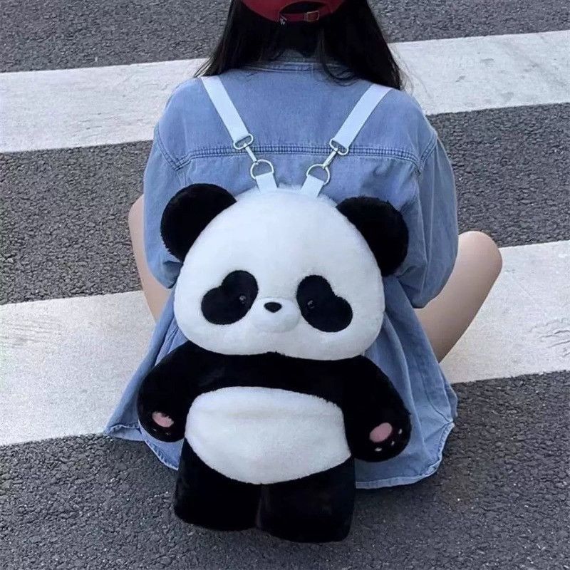 Japanese Brand Cute Panda Backpack Nylon Plush Removable Shoulder Strap Size ONE SIZE - 1 Thumbnail