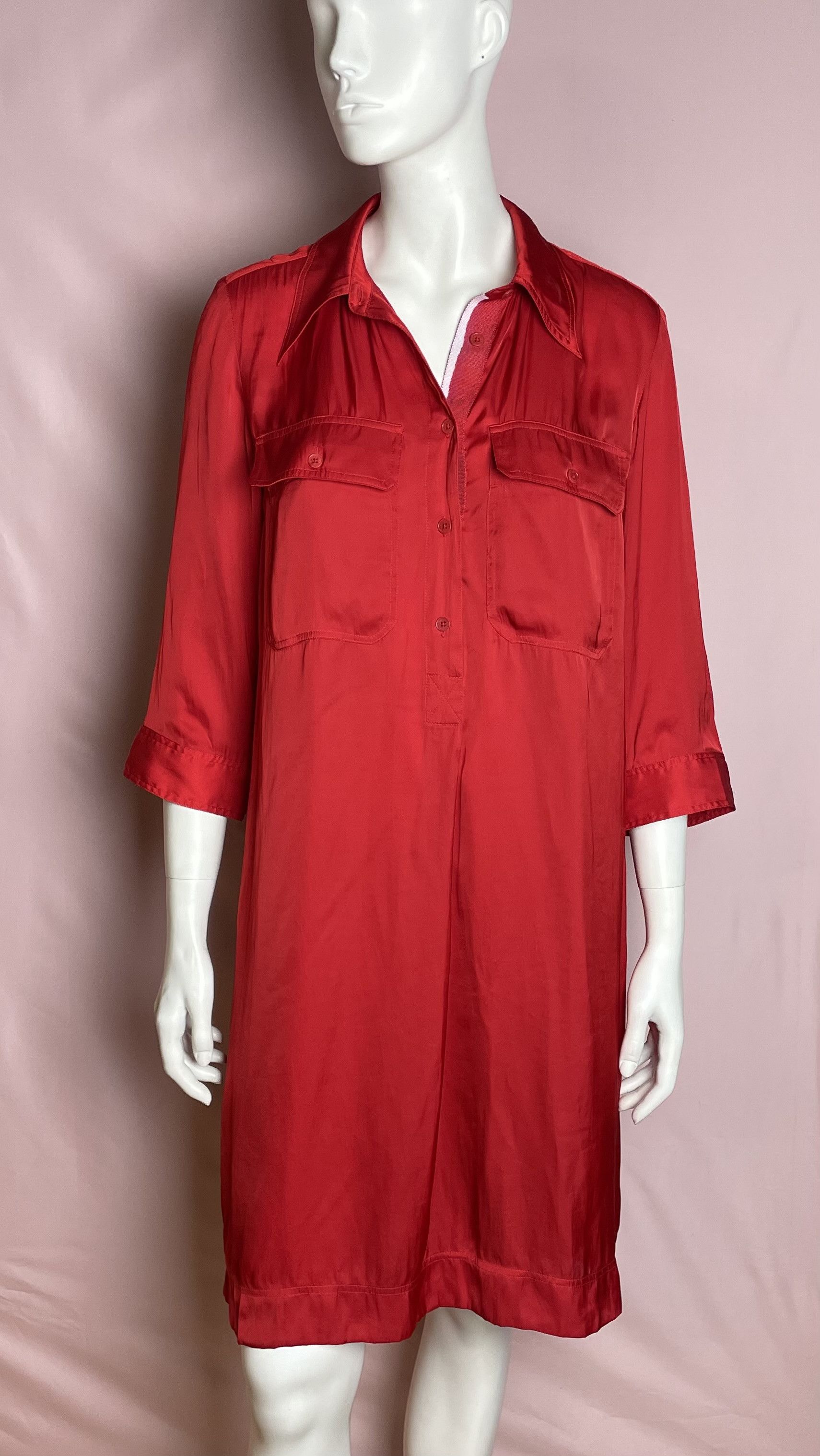 Zadig & Voltaire Zadig & Voltaire Red Satin Midi Dress Size L Size L / US 10 / IT 46 - 5 Thumbnail