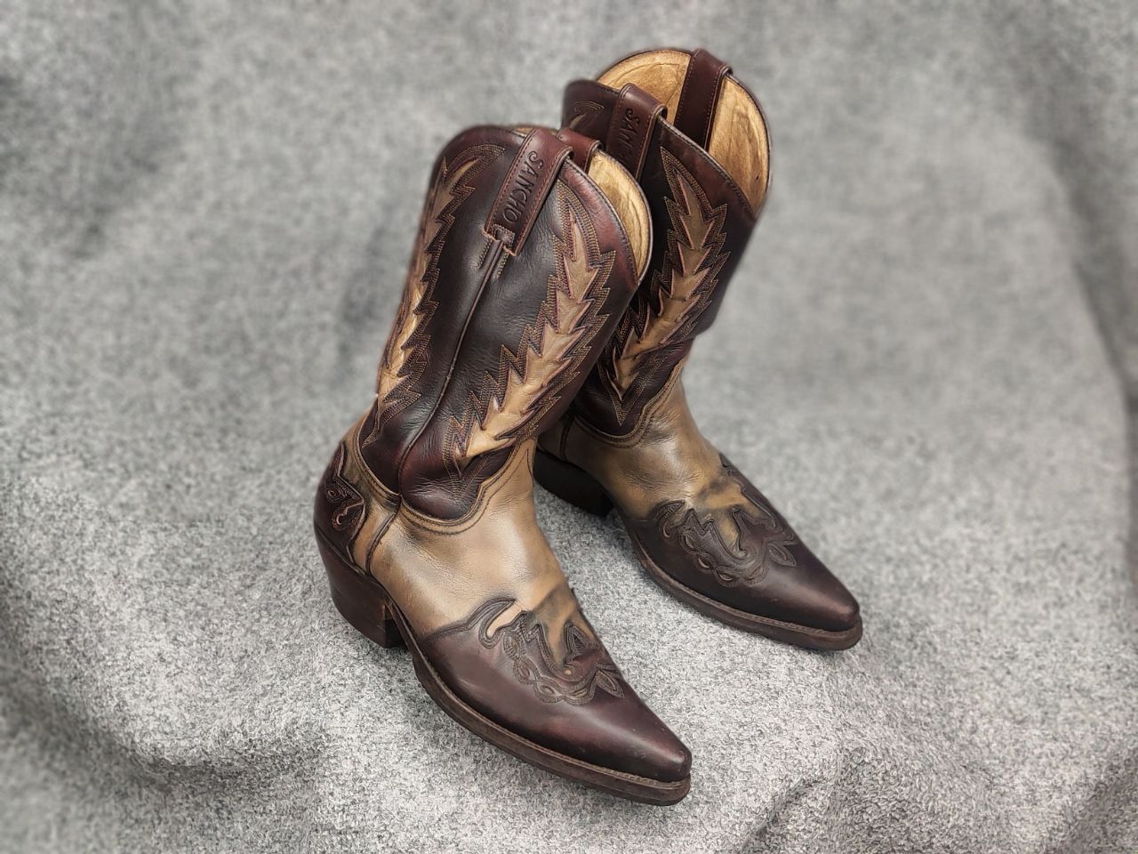 Sancho Boots Vintage Sancho Boots Leather embroidered Western Cowboy Size US 7.5 / EU 40-41 - 14 Thumbnail
