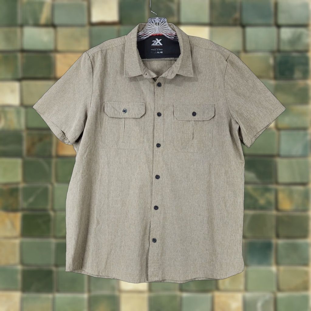 ZeroXposur ZeroXposur Outdoor Button-Up Shirt Mens Short Sleeve Brown XL with Pockets Size US 36 / EU 52 - 1 Thumbnail