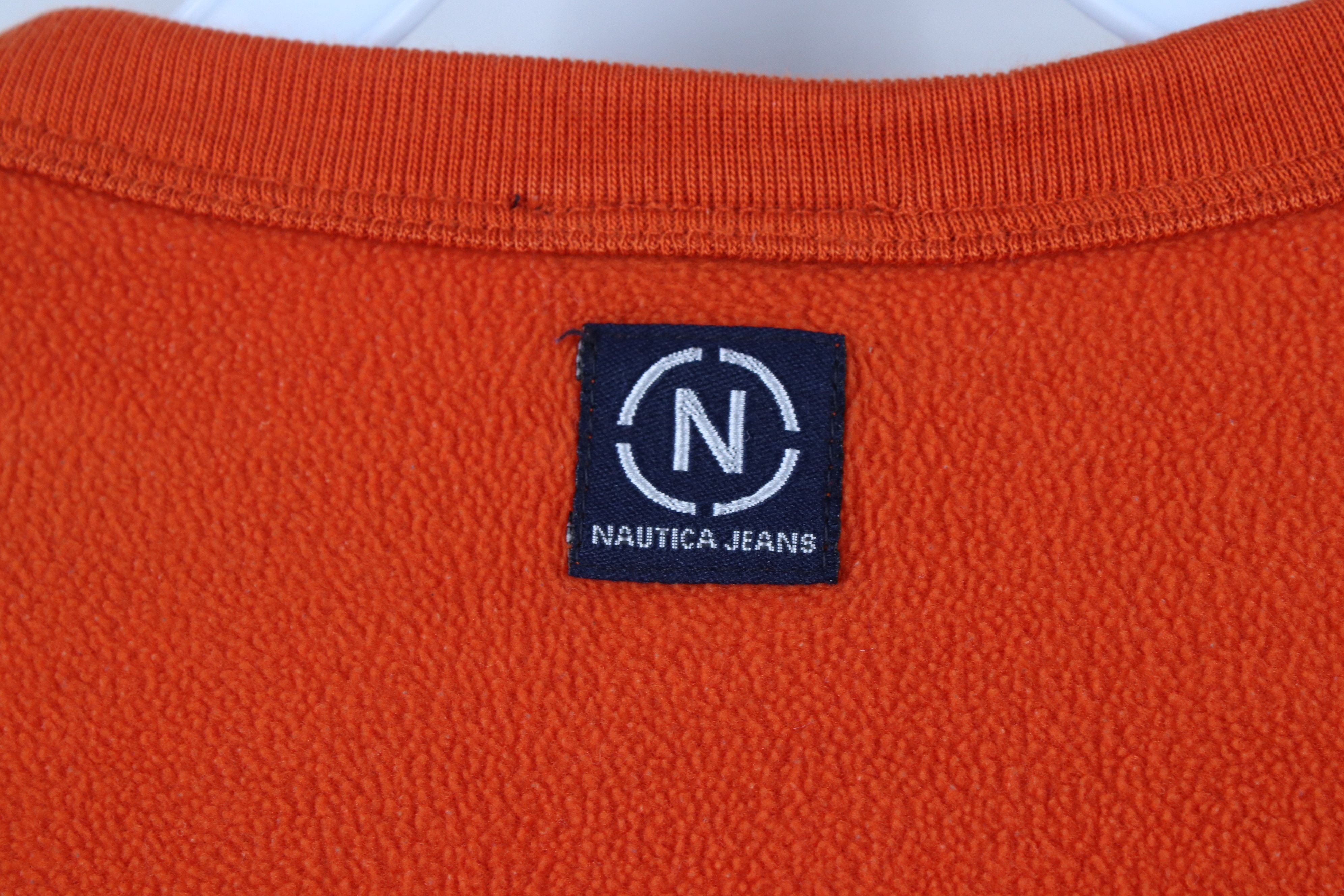 Nautica × Vintage Vintage 90s Nautica Spell Fleece Crewneck Sweater Orange USA Size US XL / EU 56 / 4 - 8 Thumbnail