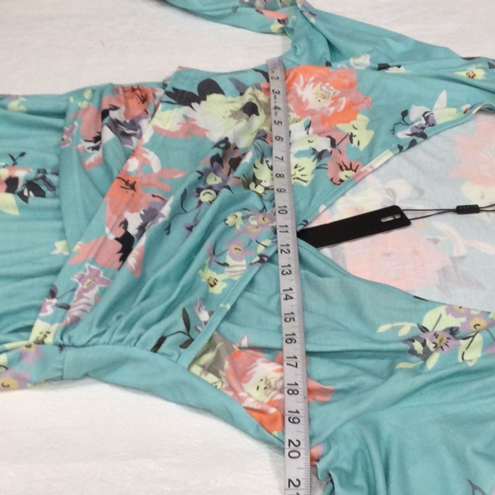Other Ouges Blue Floral V-Neck Wrap Waist Knee Length Dress XL Size XL / US 12-14 / IT 48-50 - 16 Thumbnail