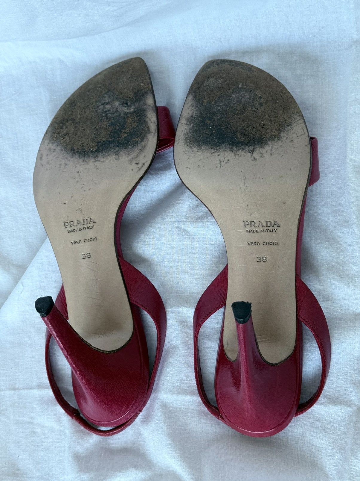 Prada Prada Vintage Red Leather Sandals Heels Size US 8 / IT 38 - 10 Thumbnail