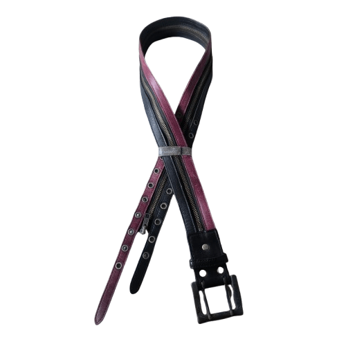 If Six Was Nine 💥 Segment rupert double prong zip punk rock leather belt Size ONE SIZE - 2 Thumbnail