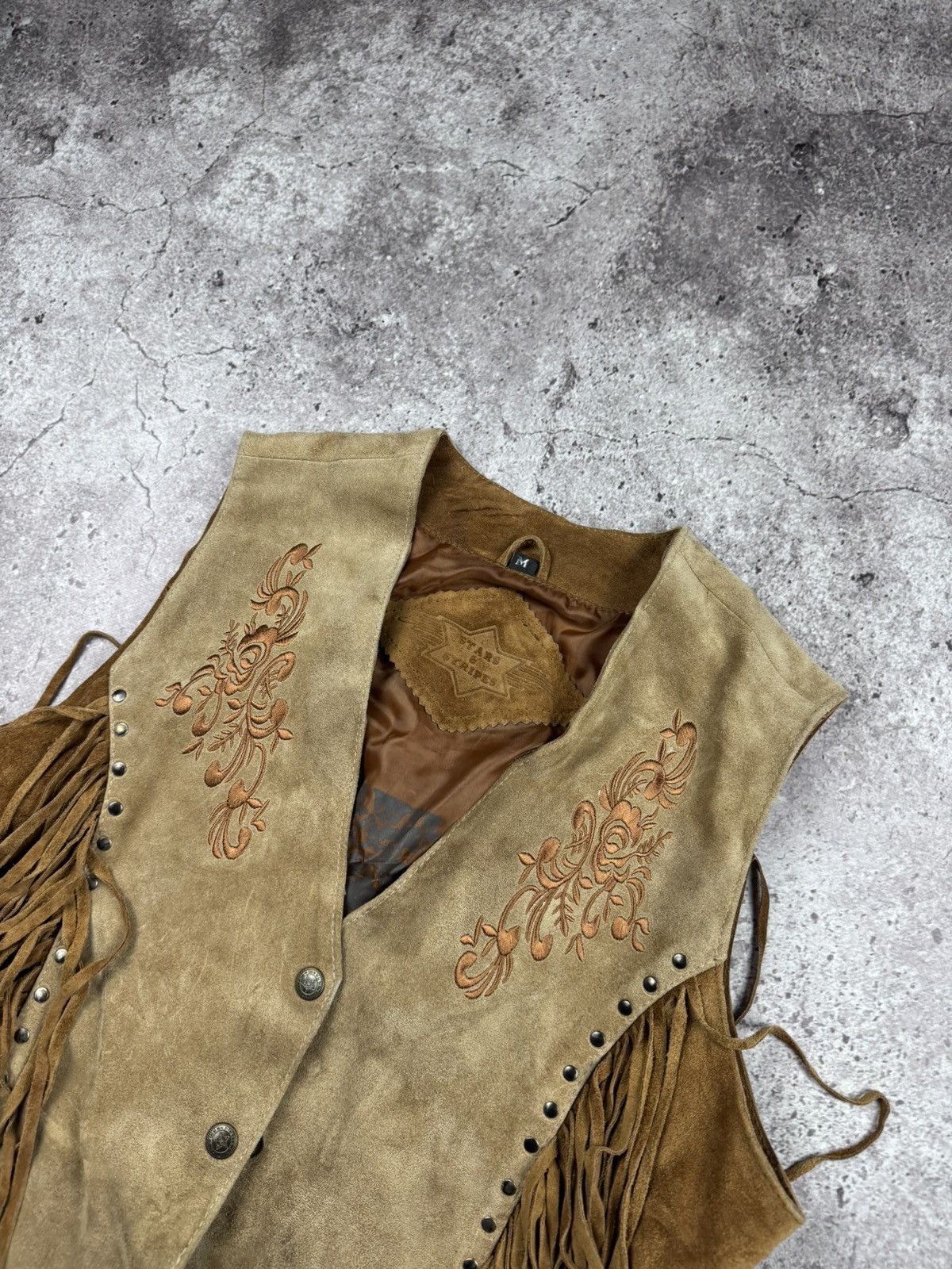 Cowboy Equipment Stars & Stripes 00s vintage real leather suede western vest Size M / US 6-8 / IT 42-44 - 2 Thumbnail