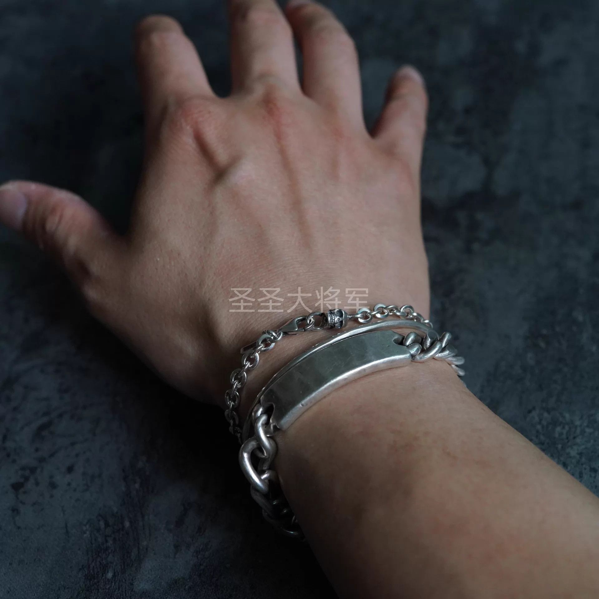Emanuele Bicocchi Emanuele Bicocchi Dk Skull Ring Chain Bracelet S/M 18/20 Size ONE SIZE - 5 Thumbnail