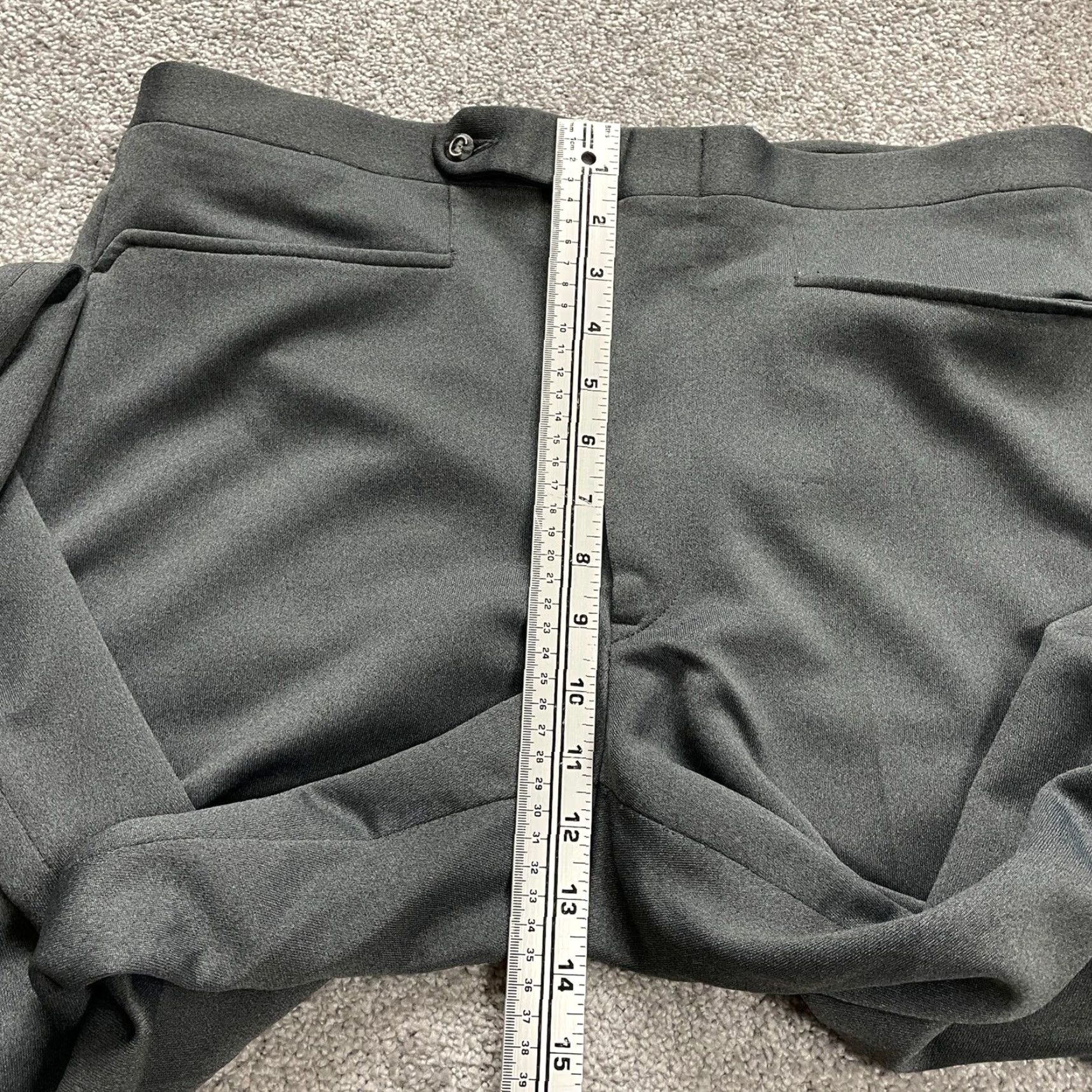 Vintage Champ-Eze Vintage Dress Pants Mens Grey Straight Leg Flat Front Trouser 35x29 Size US 35 - 4 Thumbnail