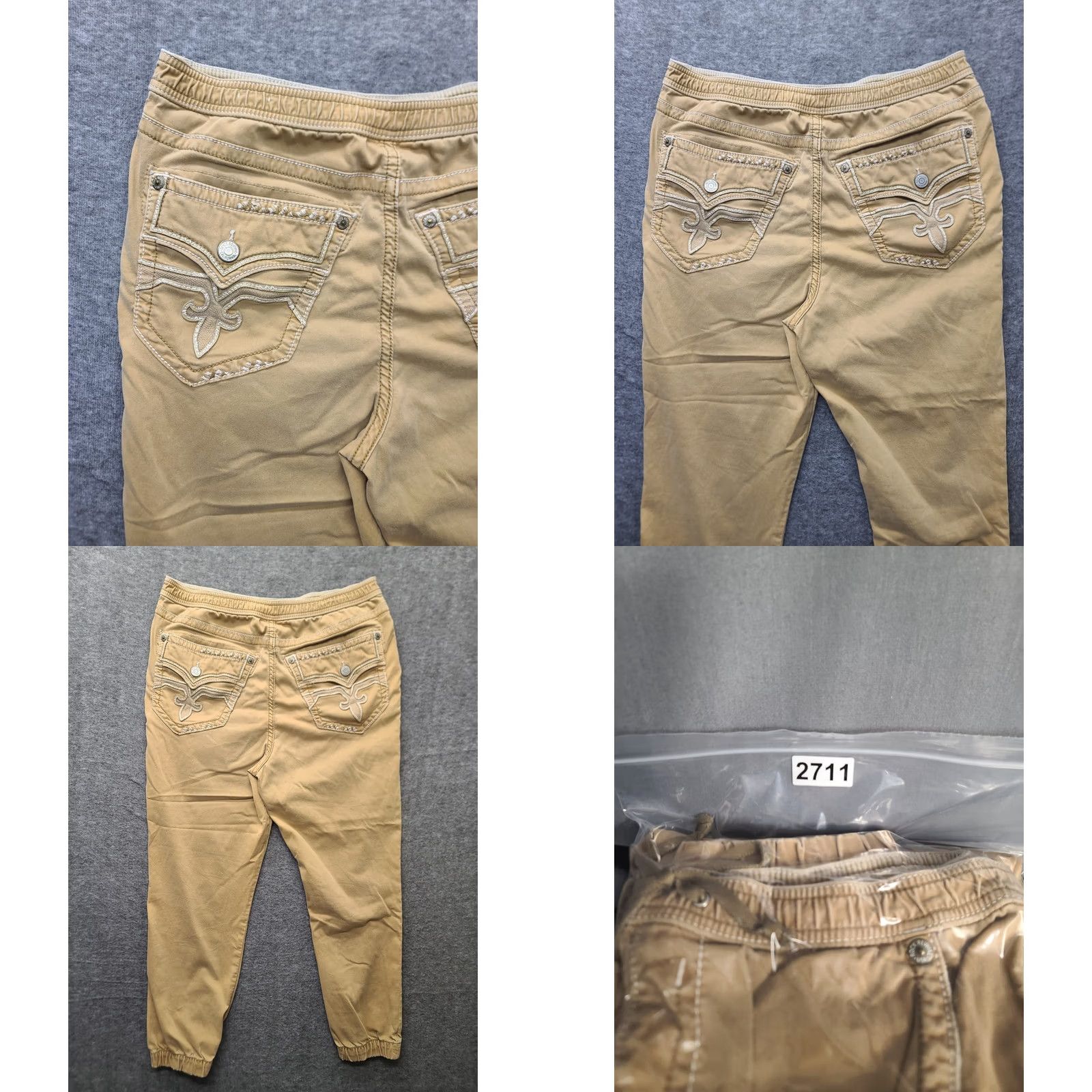 Vintage Rock Revival Pants Mens 34x27 Jogger Tapered Leg Stretch Regular Denim Cotton Blue Size US 34 / EU 50 - 9 Thumbnail