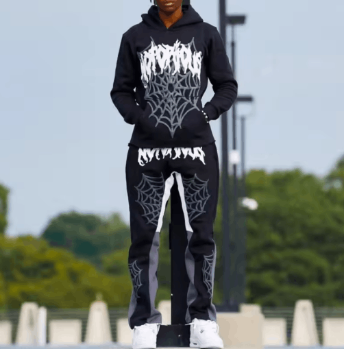 The Unbranded Brand 2024 Spiderweb Hoodie & Sweatpants – Y2K Streetwear Size US M / EU 48-50 / 2 - 2 Thumbnail