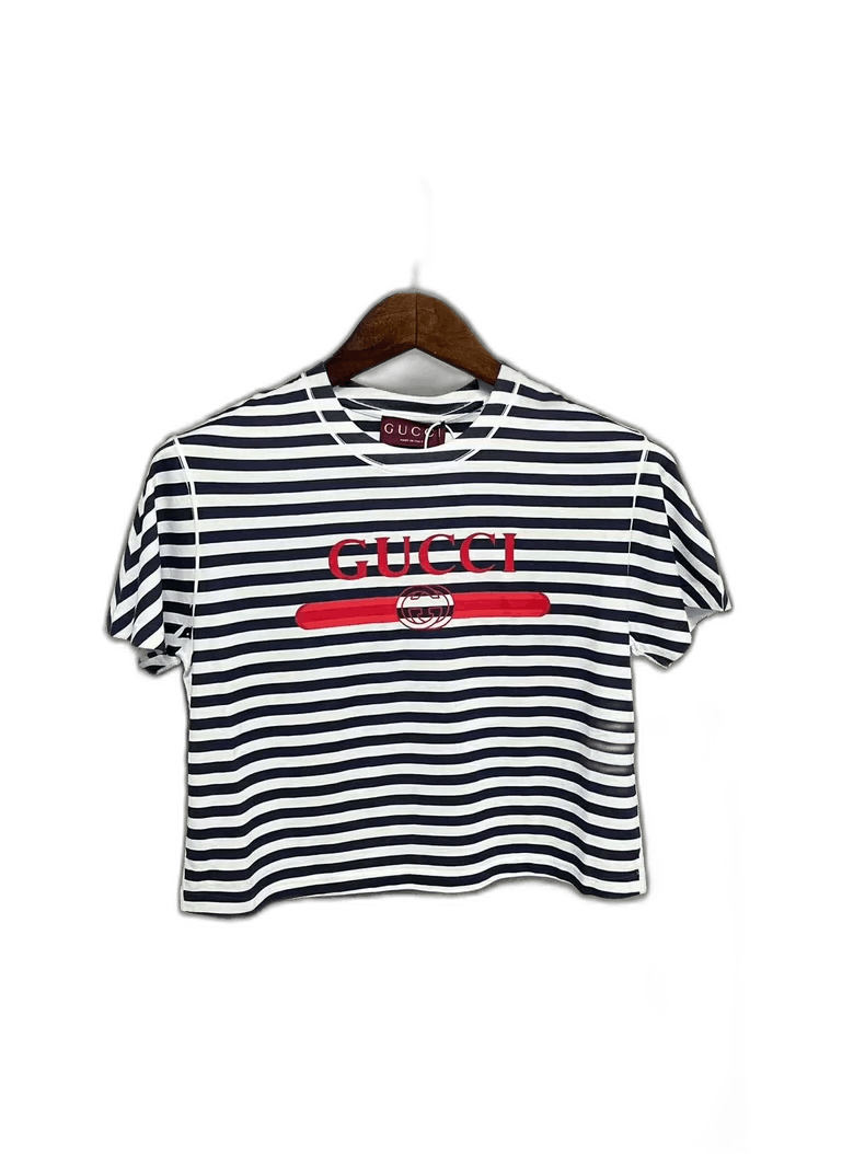 Gucci Gucci Striped Short Sleeve Crop Top Size M / US 6-8 / IT 42-44 - 1 Thumbnail