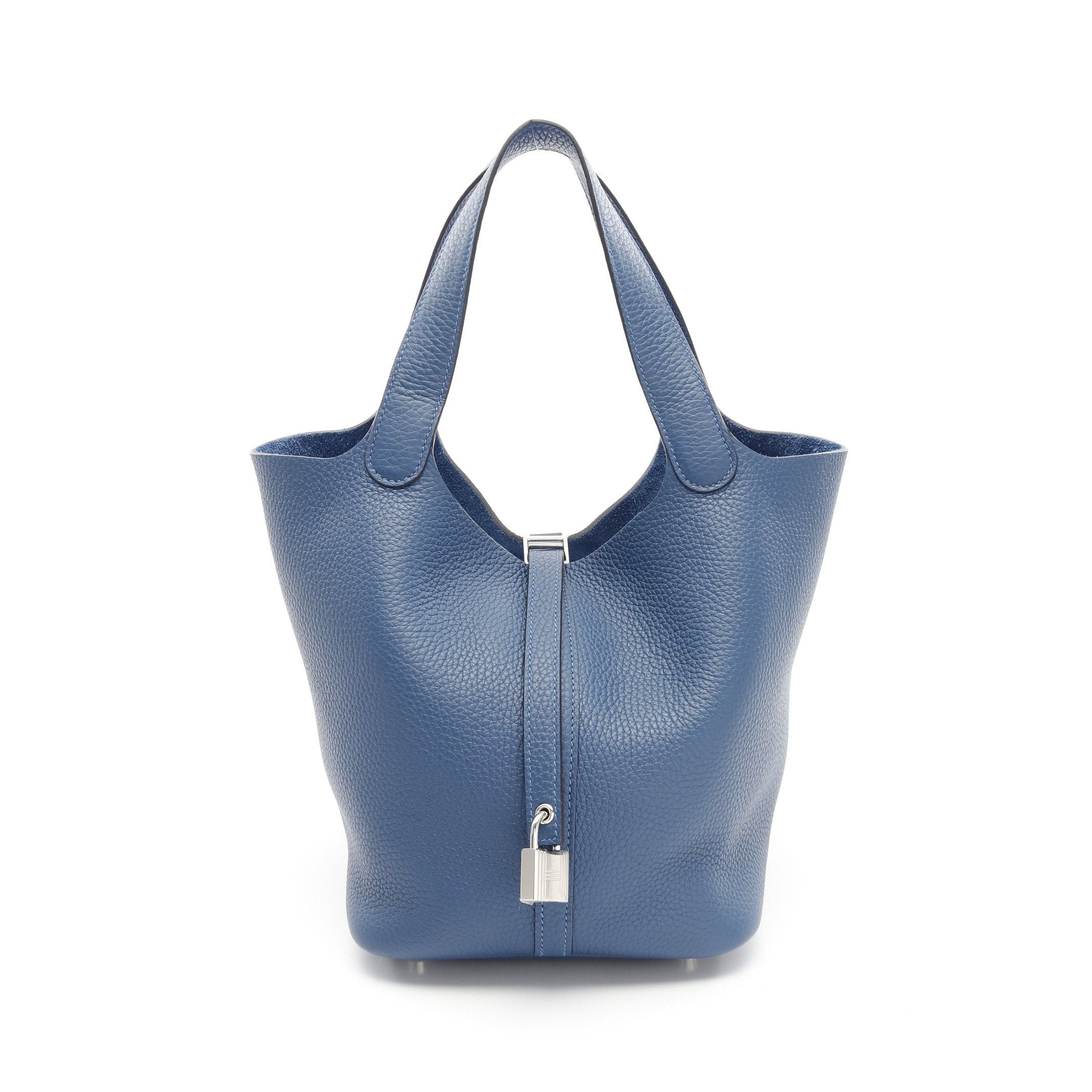 Hermes Hermes Picotane Lock Mm Blue Tie Handbag Clemence Leather Silver Hardware K Stamp Size ONE SIZE - 1 Thumbnail