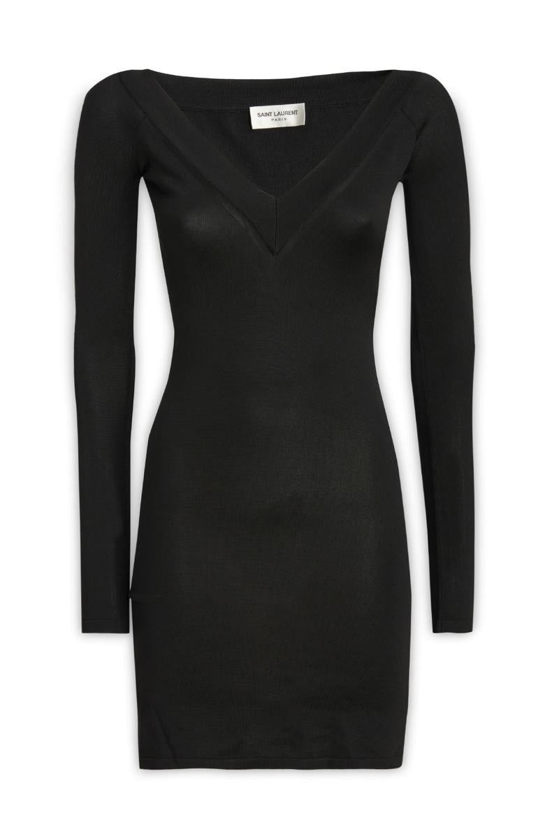 Saint Laurent Paris o1s1wg111124 Dress in Knit in Black Size M / US 6-8 / IT 42-44 - 1 Thumbnail