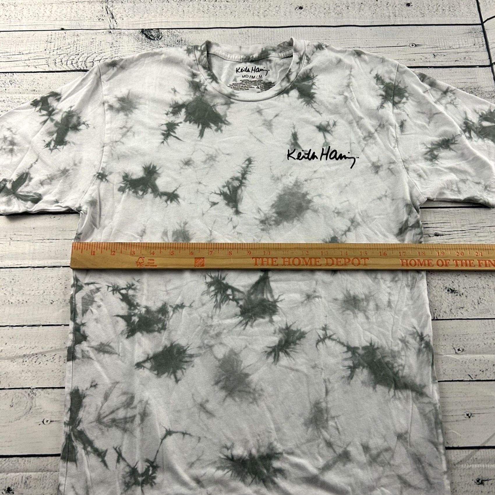 Vintage Keith Haring Short Sleeve T-Shirt Mens M Gray White Tie Dye Shirt Size US M / EU 48-50 / 2 - 5 Thumbnail