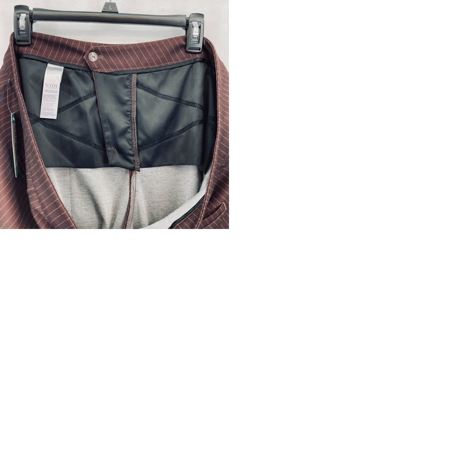 NYDJ NYDJ Aaro Slim Straight Pants Women's Plus 20W Burgundy Red Striped Chino Size 42" / US 20 - 10 Thumbnail