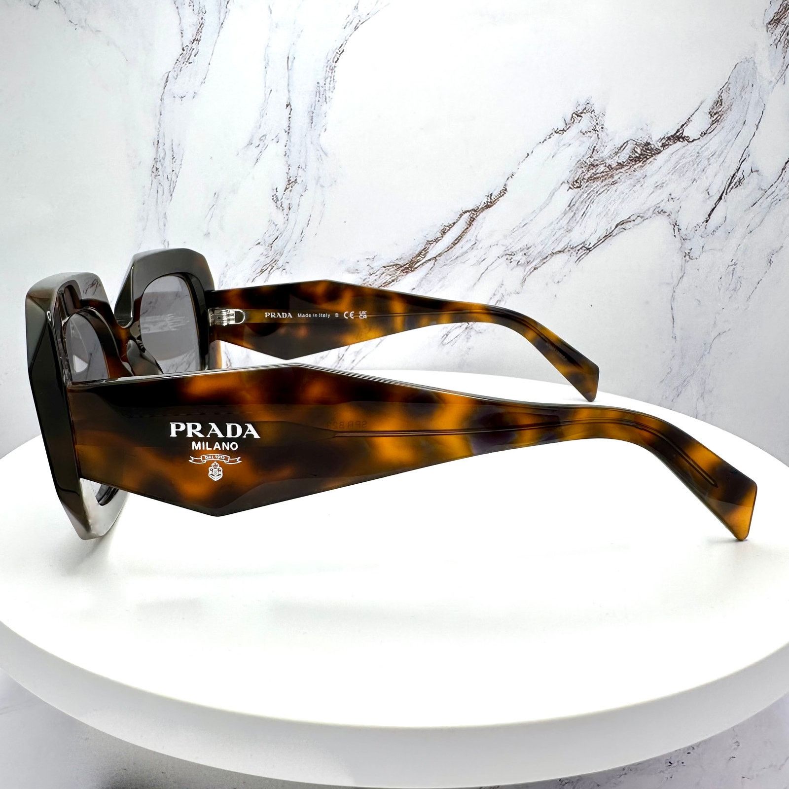 Prada New PRADA Sunglasses Brown Juniper Tortoise Gray Lens Square Size ONE SIZE - 12 Thumbnail