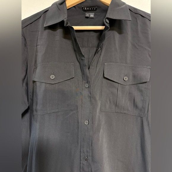 Theory Theory Black Button-Down Shirt Dress with Belt - Size 4 Size S / US 4 / IT 40 - 6 Thumbnail