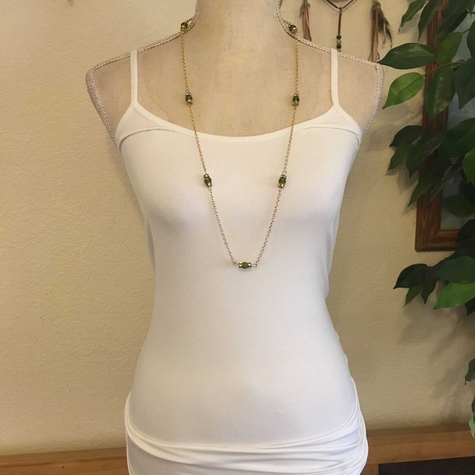 Jewelry 14k gold filled chain glass stone accent necklace Size ONE SIZE - 4 Thumbnail