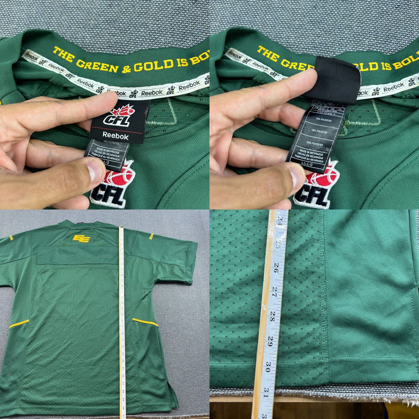 Reebok Edmonton Elks 2015 Mens Football Jersey Large Green CFL Reebok Adult Shirt) Size US L / EU 52-54 / 3 - 9 Thumbnail