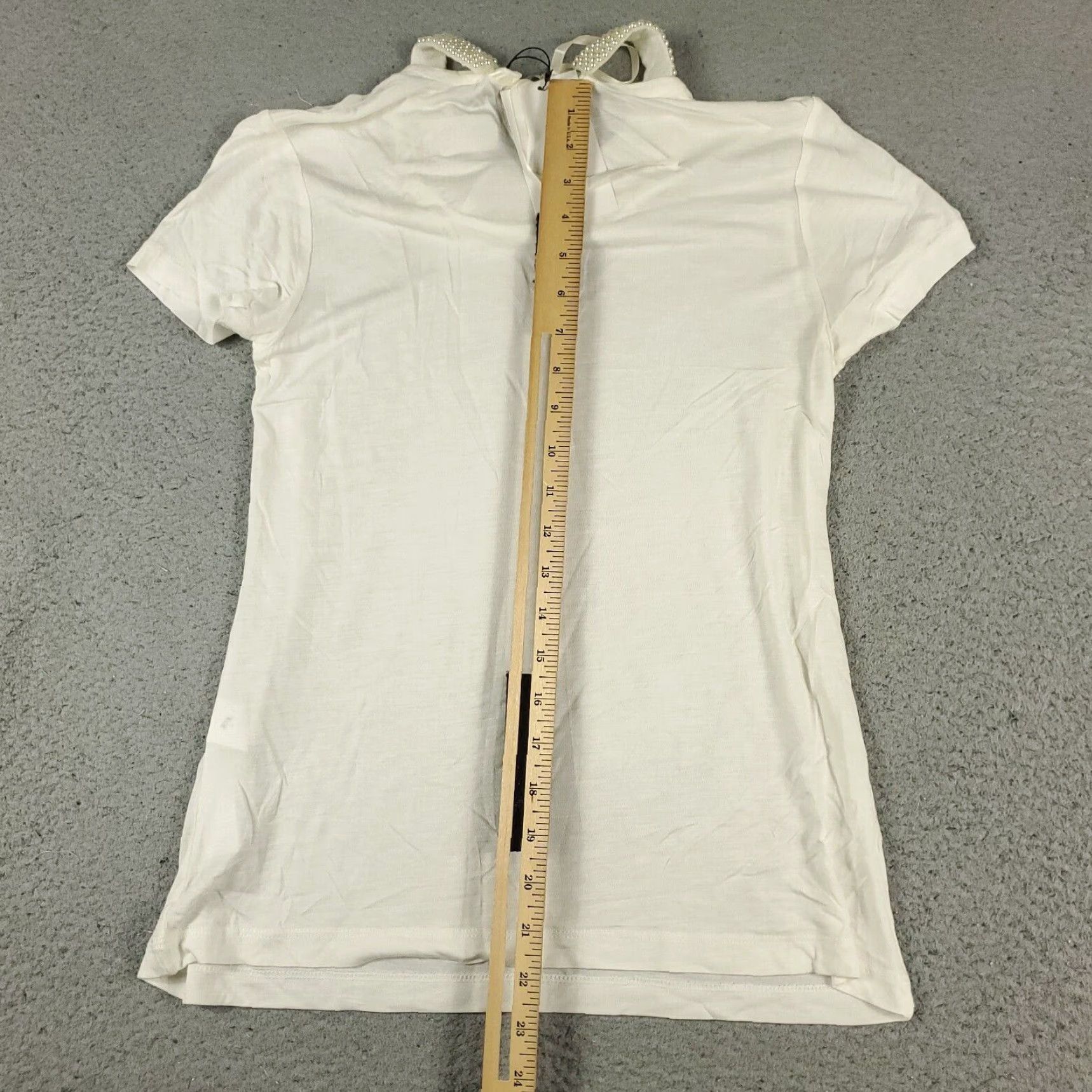 Zara Zara T Shirt Womens Medium Ivory Short Sleeve Crew Neck Cotton Size M / US 6-8 / IT 42-44 - 3 Thumbnail