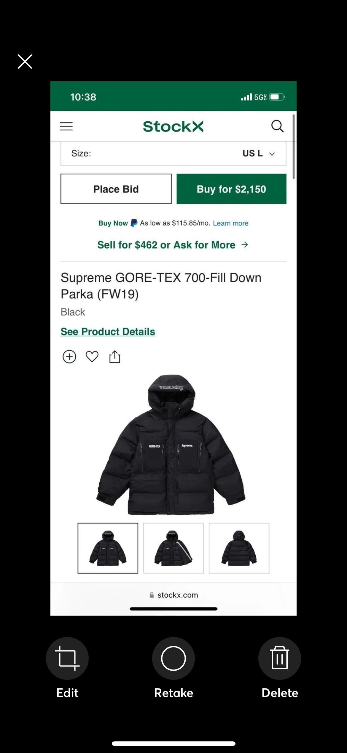 Supreme Supreme GORE-TEX 700 Fill-Down Parka (LARGE) Size US L / EU 52-54 / 3 - 13 Thumbnail