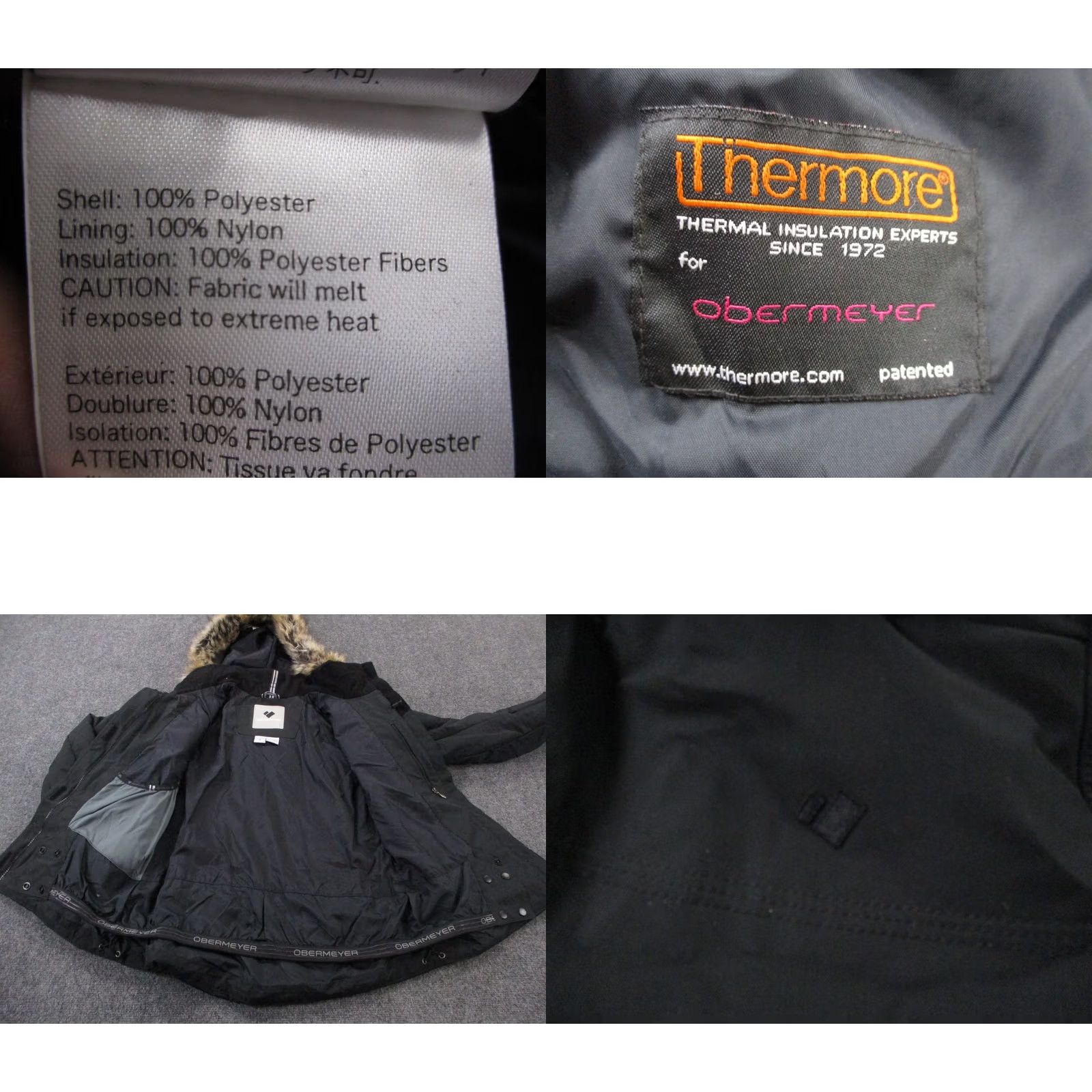Obermeyer Obermeyer Jacket Womens 8 Black Hooded Thermore Puffer Ski Sub Category: Jacket Size M / US 6-8 / IT 42-44 - 8 Thumbnail