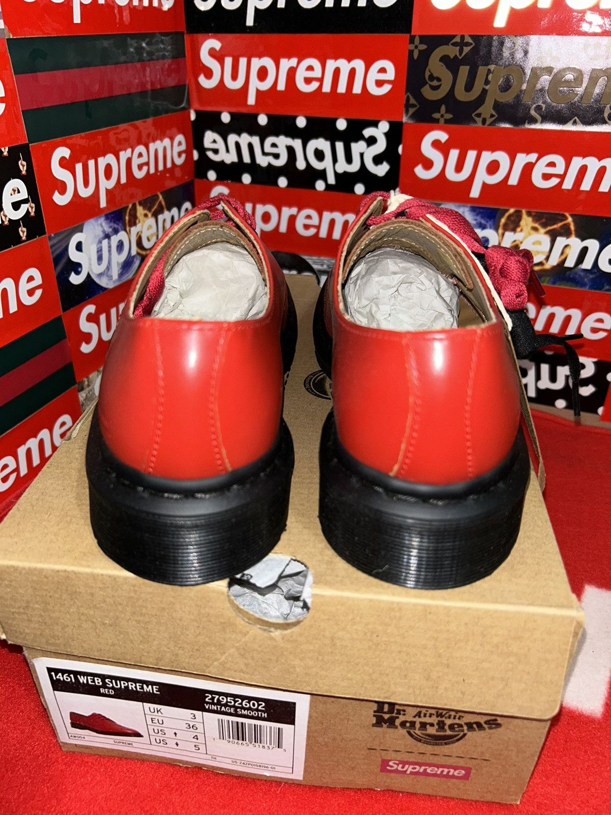 Supreme Supreme x Dr Martens Spiderweb Red 3-Eye Shoes size 4 Size US 5 / EU 37 - 3 Thumbnail