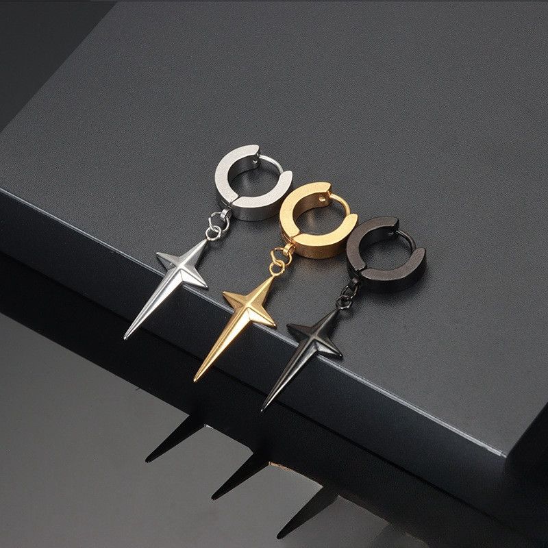Jewelry × Sterling Silver Star Modern Earrings One Pairs Chrome Jewelry Size ONE SIZE - 6 Thumbnail