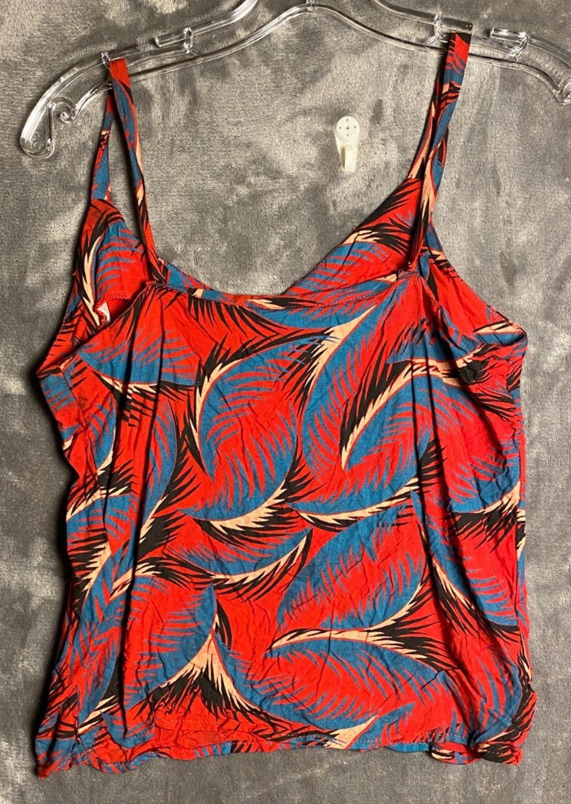 Designer Vintage LGY Rayon Womens Tropical Red Tank Top Sz. M (B13) Size M / US 6-8 / IT 42-44 - 2 Thumbnail