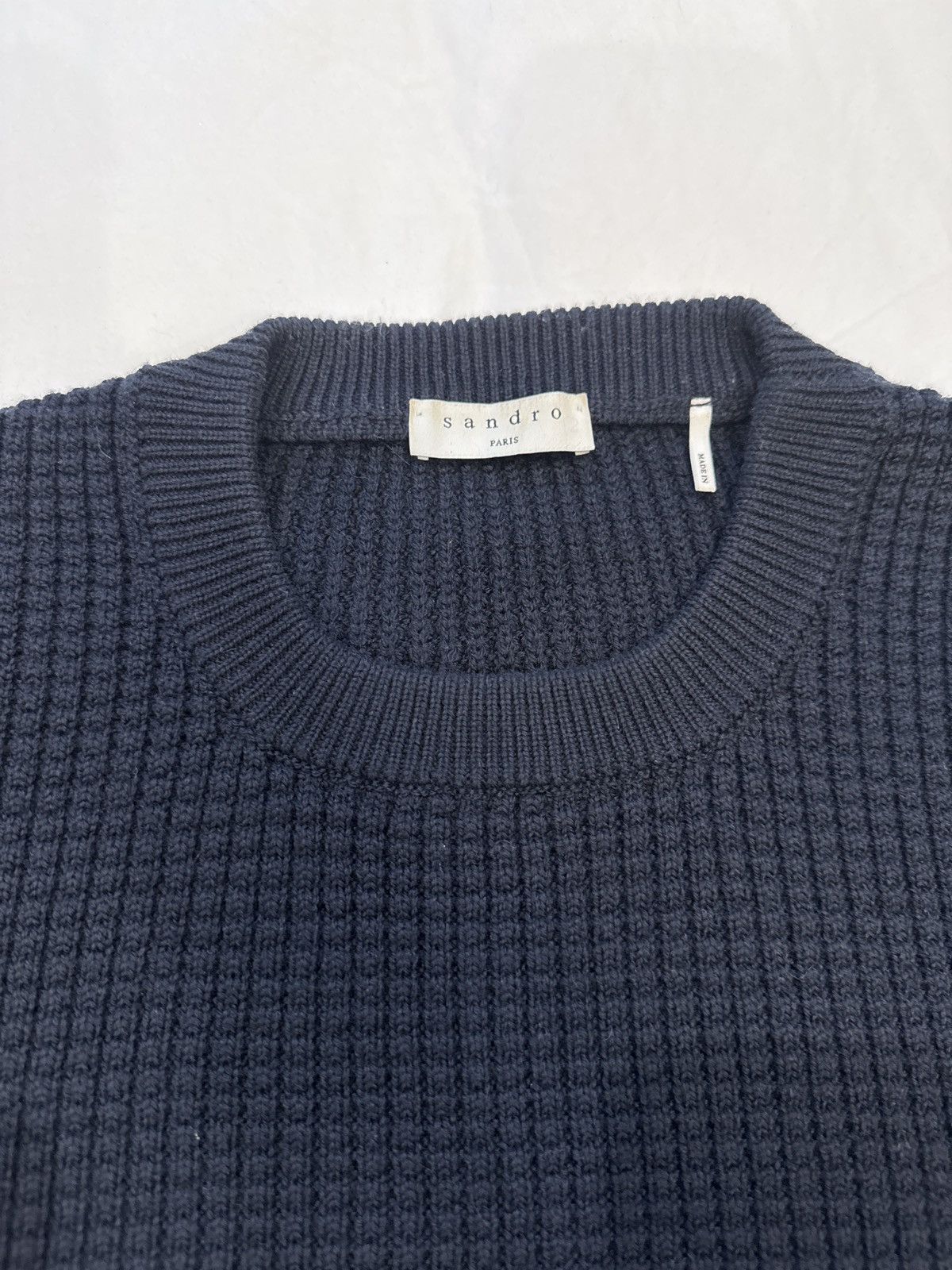 Sandro Sandro Heavy Knit Sweater Navy Blue Size US XL / EU 56 / 4 - 1 Thumbnail