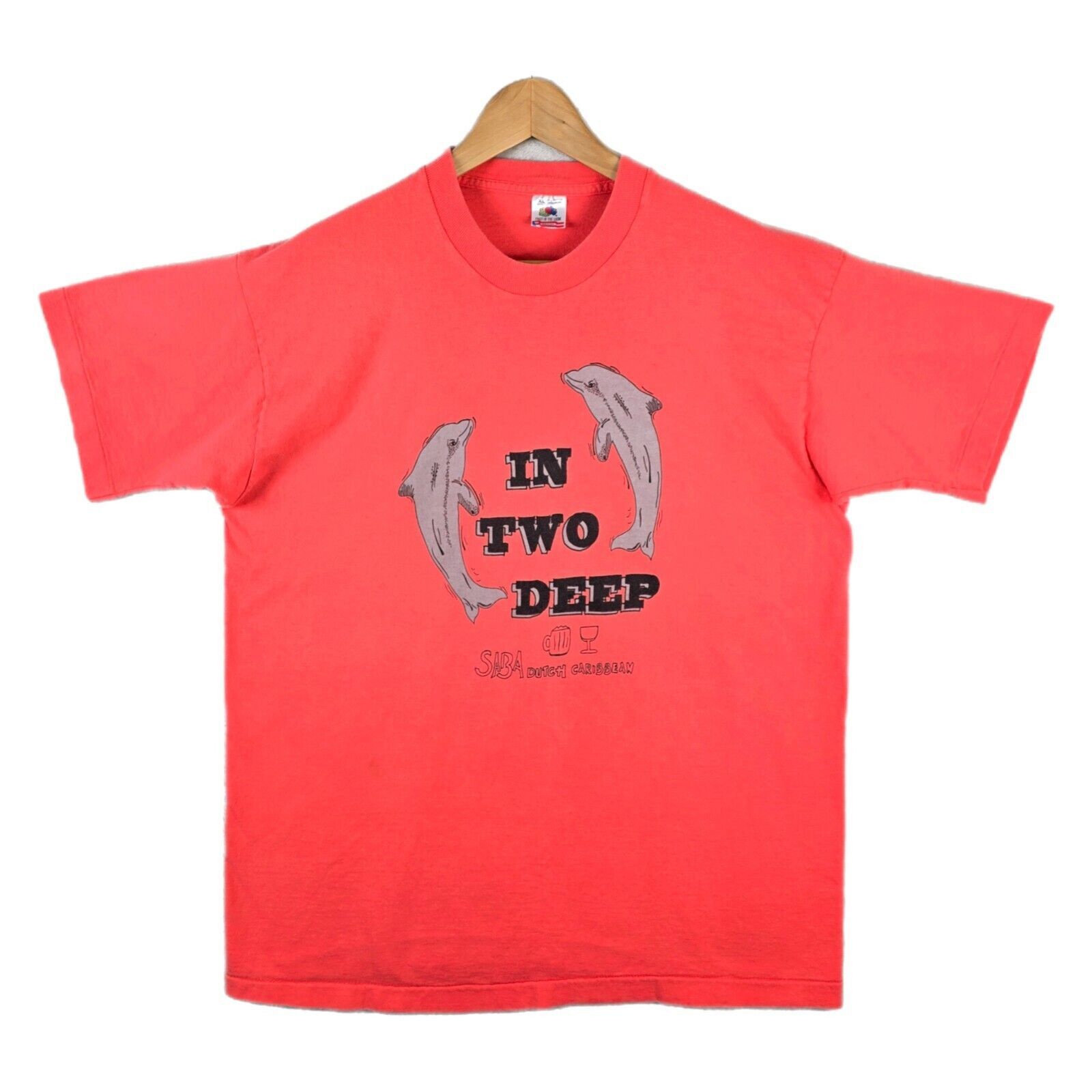 Fruit Of The Loom Vintage Dolphins In Two Deep Shirt XL Saba Dutch Caribbean Size US XL / EU 56 / 4 - 1 Thumbnail