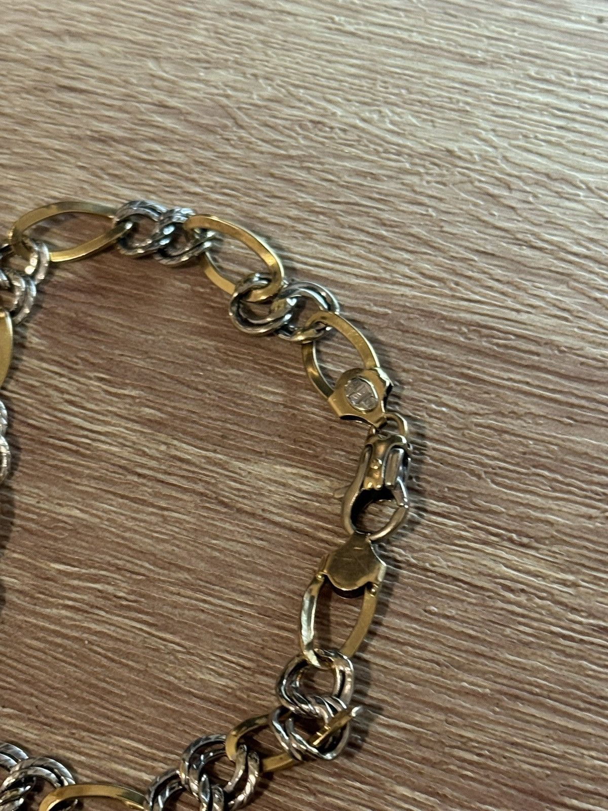 Jewelry Solid 14K Two-Tone Gold Bracelet – Gold Link Chain (14.8g) Size ONE SIZE - 7 Thumbnail