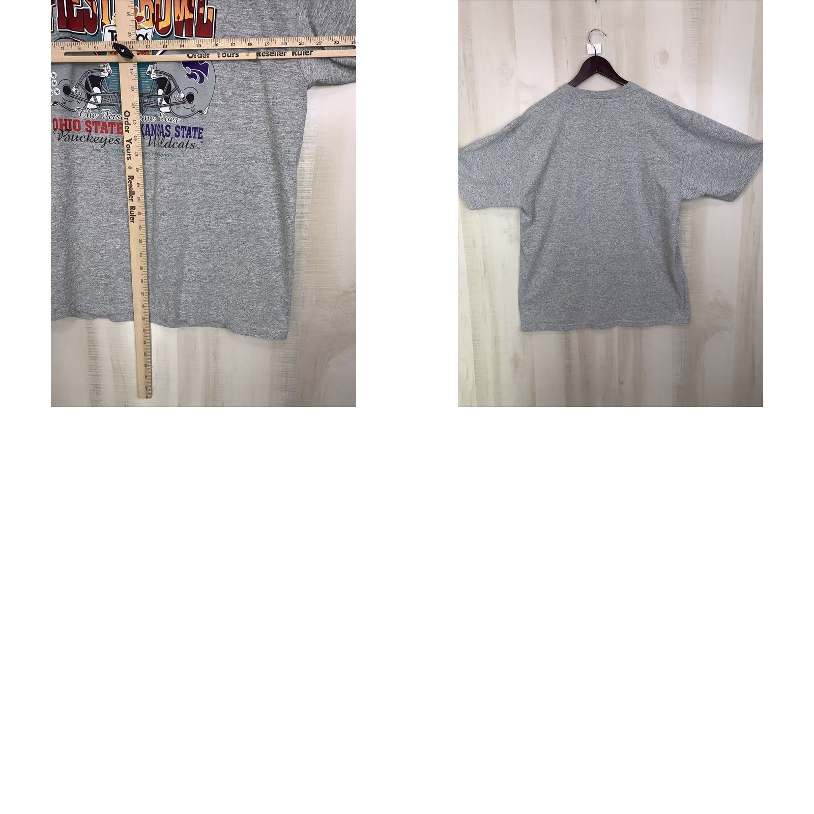 Fruit Of The Loom VINTAGE Y2K 2004 33rd Annual Fiesta Bowl Ohio State VS Kansas State Gray Graphic T Shirt XL Mens Kansas State Ohio State Football Shirt Size US XL / EU 56 / 4 - 8 Thumbnail
