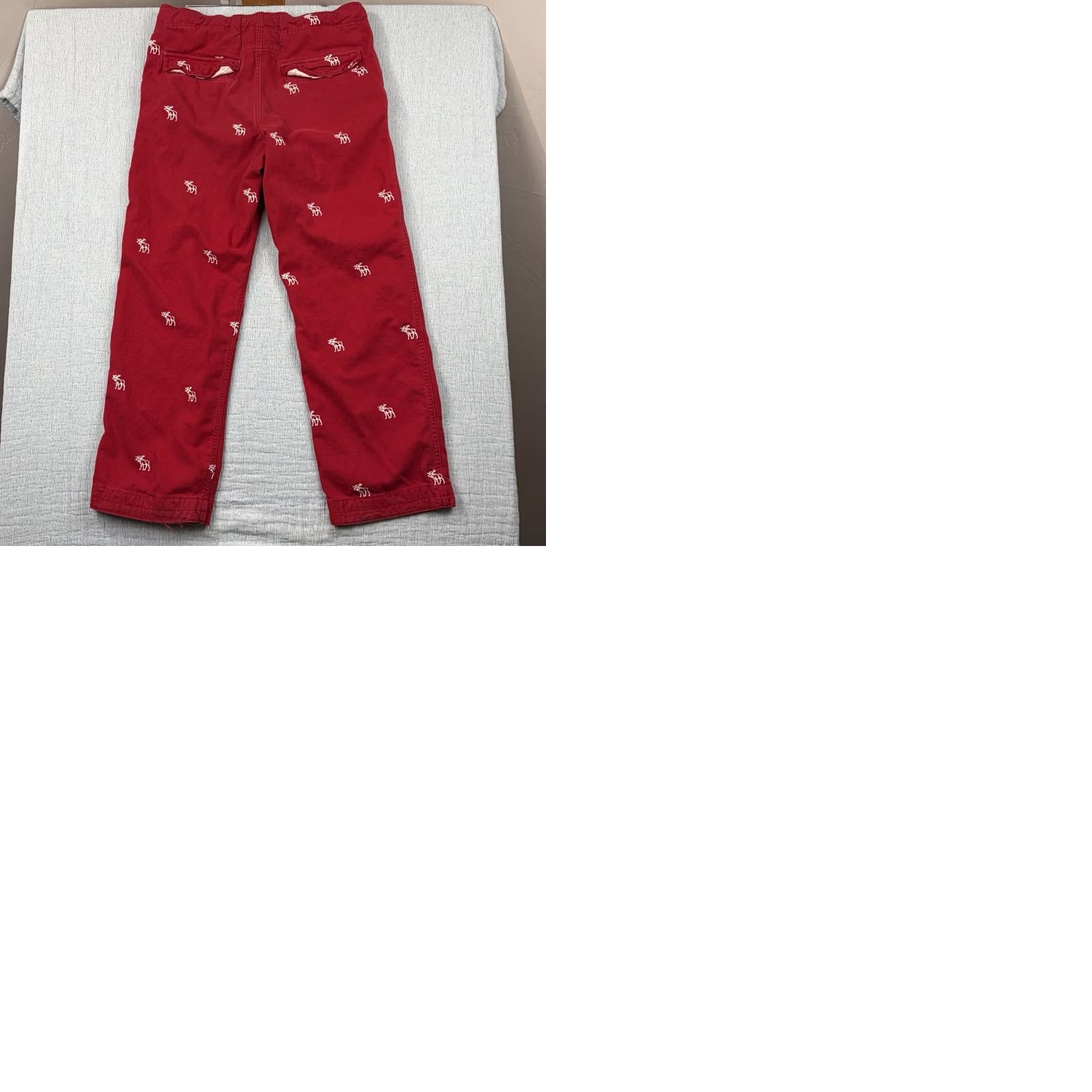 Abercrombie & Fitch VINTAGE Abercrombie & Fitch Men's Flannel Pant Moose Embroidered Red Tie Waist 33x29 ANKLE Straight Mens Size US 29 - 9 Thumbnail