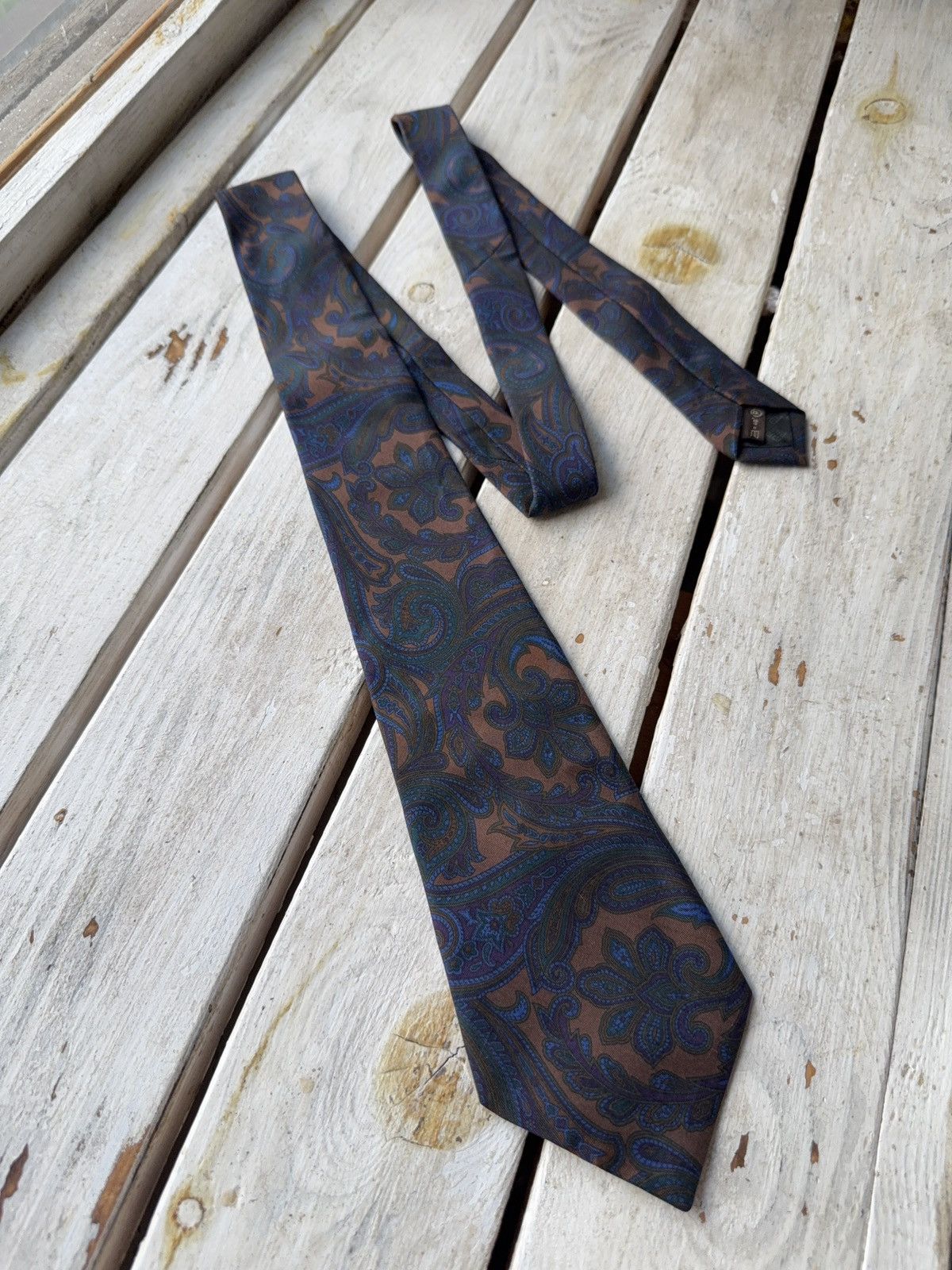 Designer × Givenchy Vintage Givenchy Paris Silk Tie Paisley Brown Blue Italy Size ONE SIZE - 1 Thumbnail