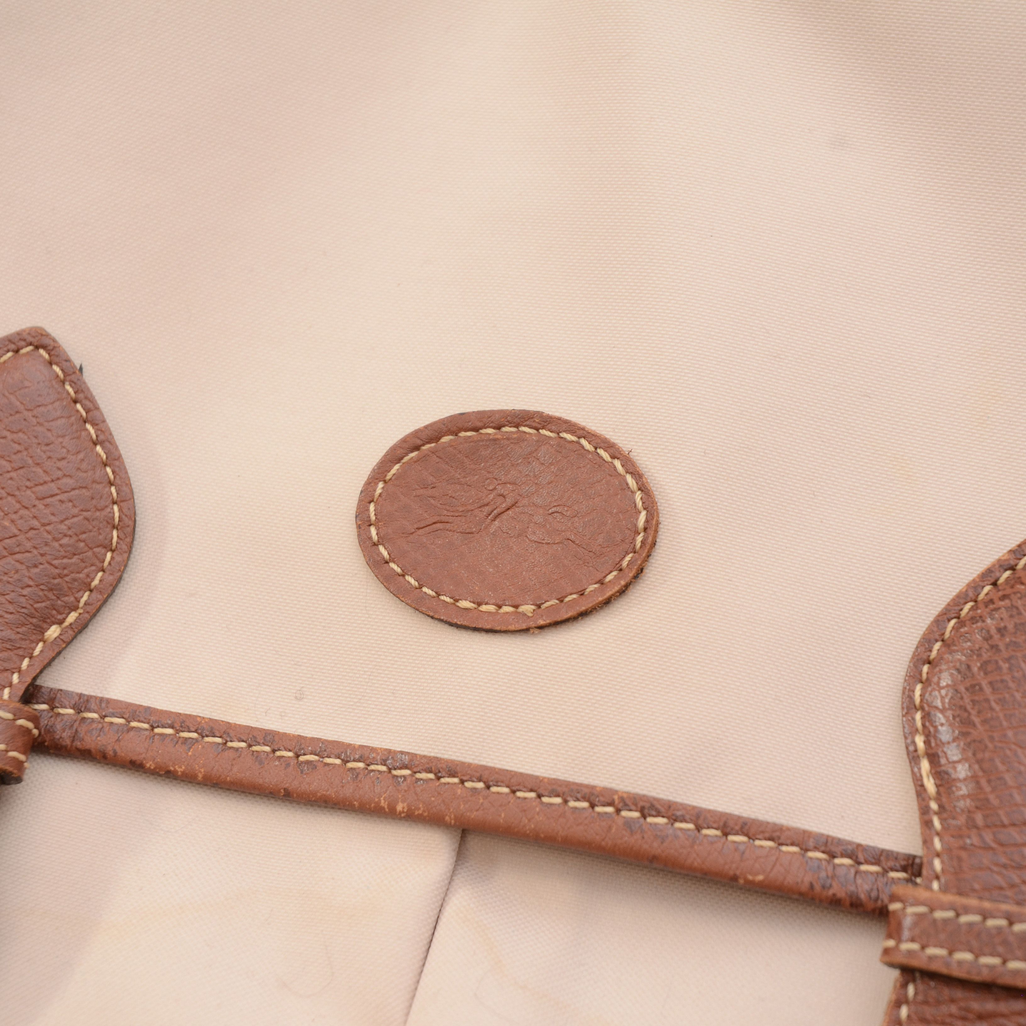 Longchamp Longchamp Le Pliage Crossbody Beige Nylon/Cognac Messenger Size ONE SIZE - 4 Thumbnail