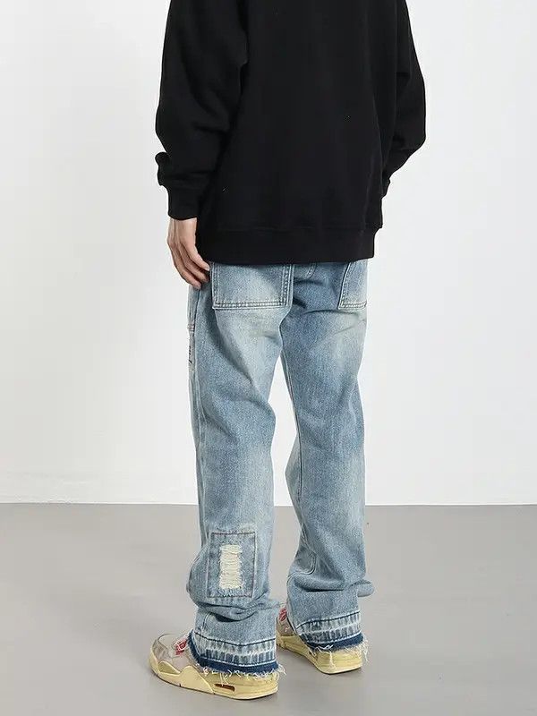 Jean VIBE washed faded flared hiphop cargo jeans Size US 32 / EU 48 - 4 Thumbnail