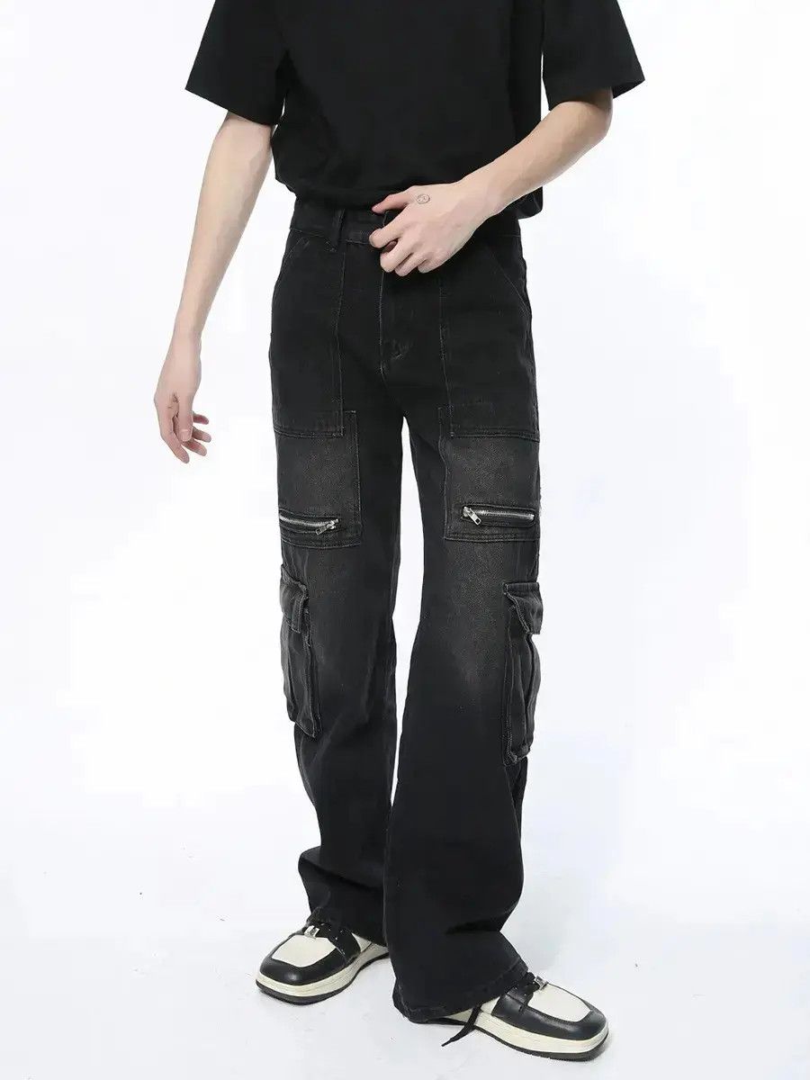 Japanese Brand Retro loose zipper pocket jeans Size US 32 / EU 48 - 2 Thumbnail