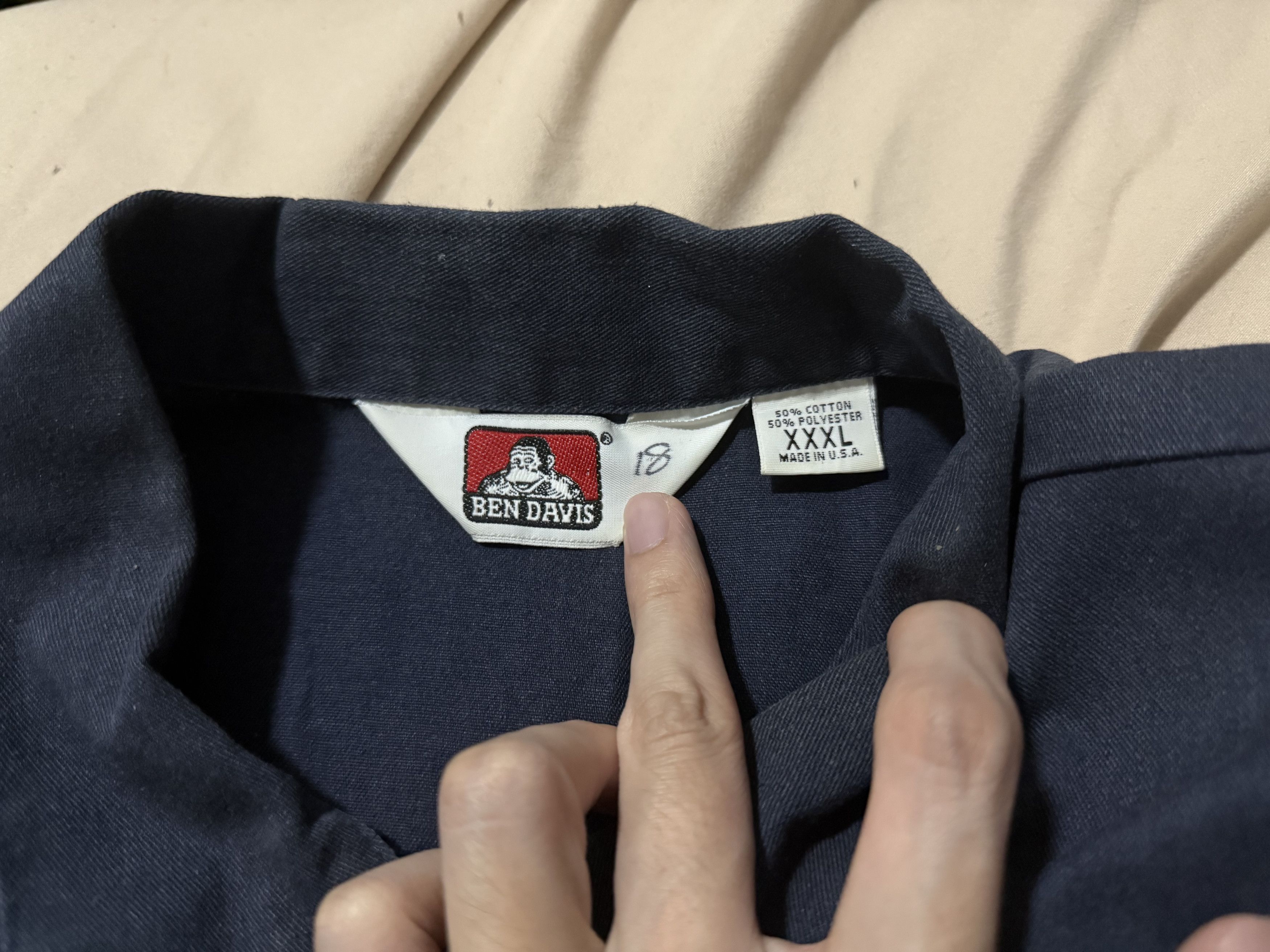 Ben Davis × Vintage XXXL Vintage 80s 90s Ben Davis Half-Zipper Navy Workshirt Size US XXL / EU 58 / 5 - 7 Thumbnail