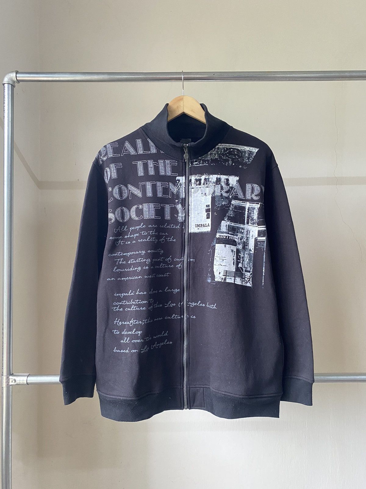 IMPALA POEM WORDING ZIPPER SWEATHSIRT PUNK GRUNGE 90s