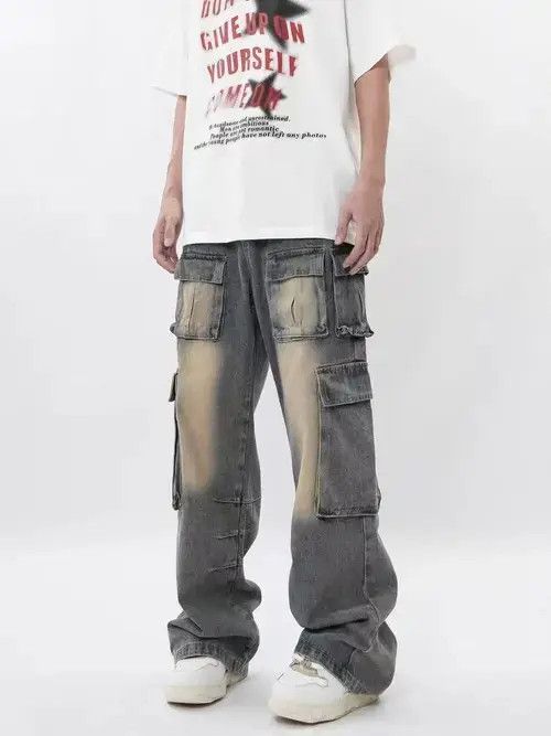 VIBE Retro multi-pocket design workwear wide-leg jeans Size US 32 / EU 48 - 3 Thumbnail